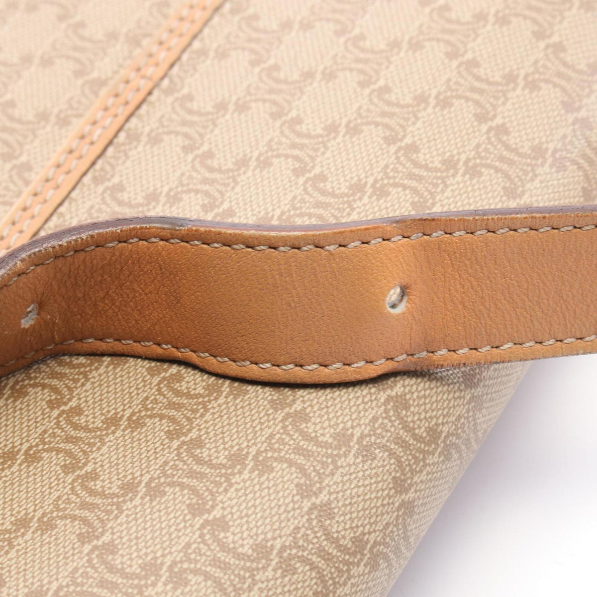 Celine Beige Brown Coated Canvas Leather Handbag Shoulder Bag (Pre-Owned)
