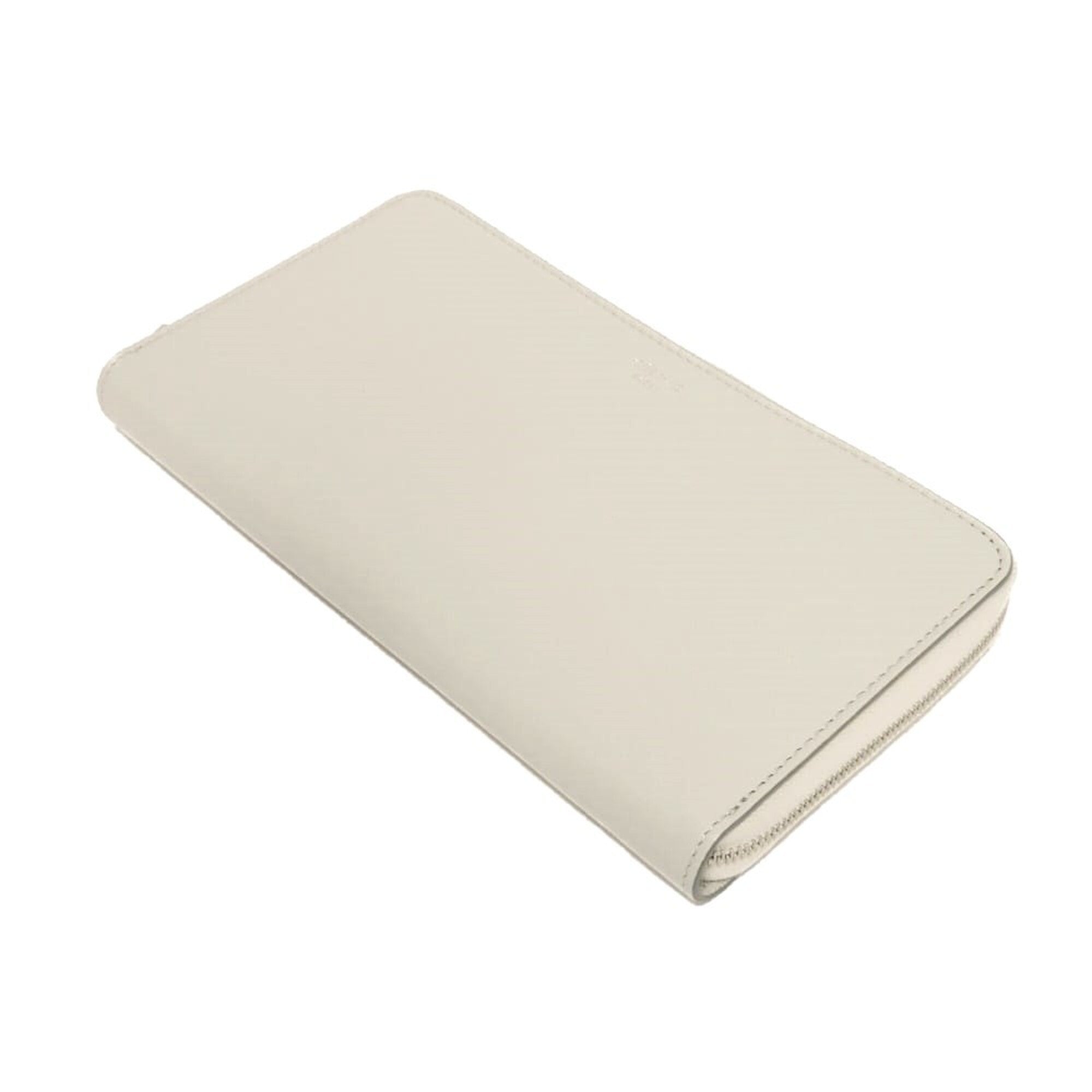 Celine Gray White Leather Long Wallet (Bi-Fold) (Pre-Owned)