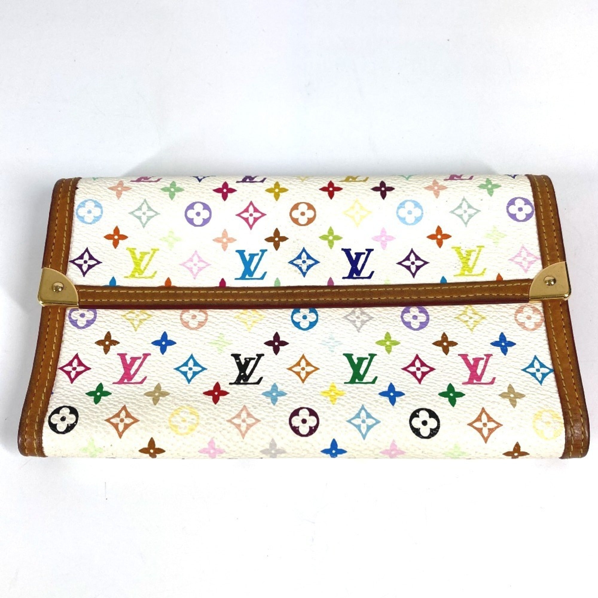 Louis Vuitton Blanc White Monogram Multicolore Wallet (Tri-Fold) (Pre-Owned)