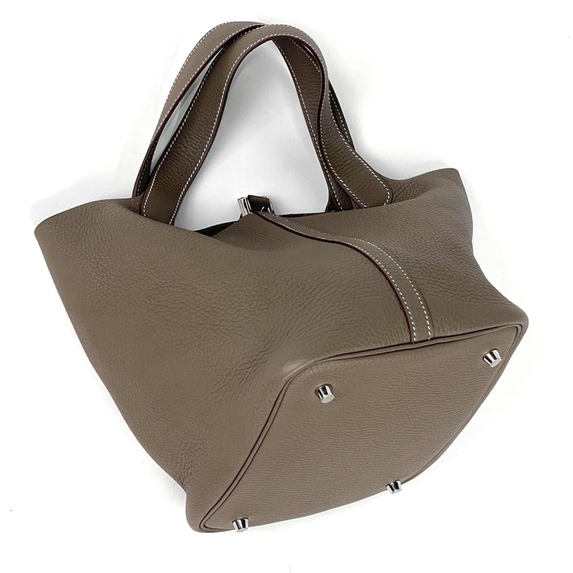 Hermes Etoupe Gray Togo Leather Handbag (Pre-Owned)