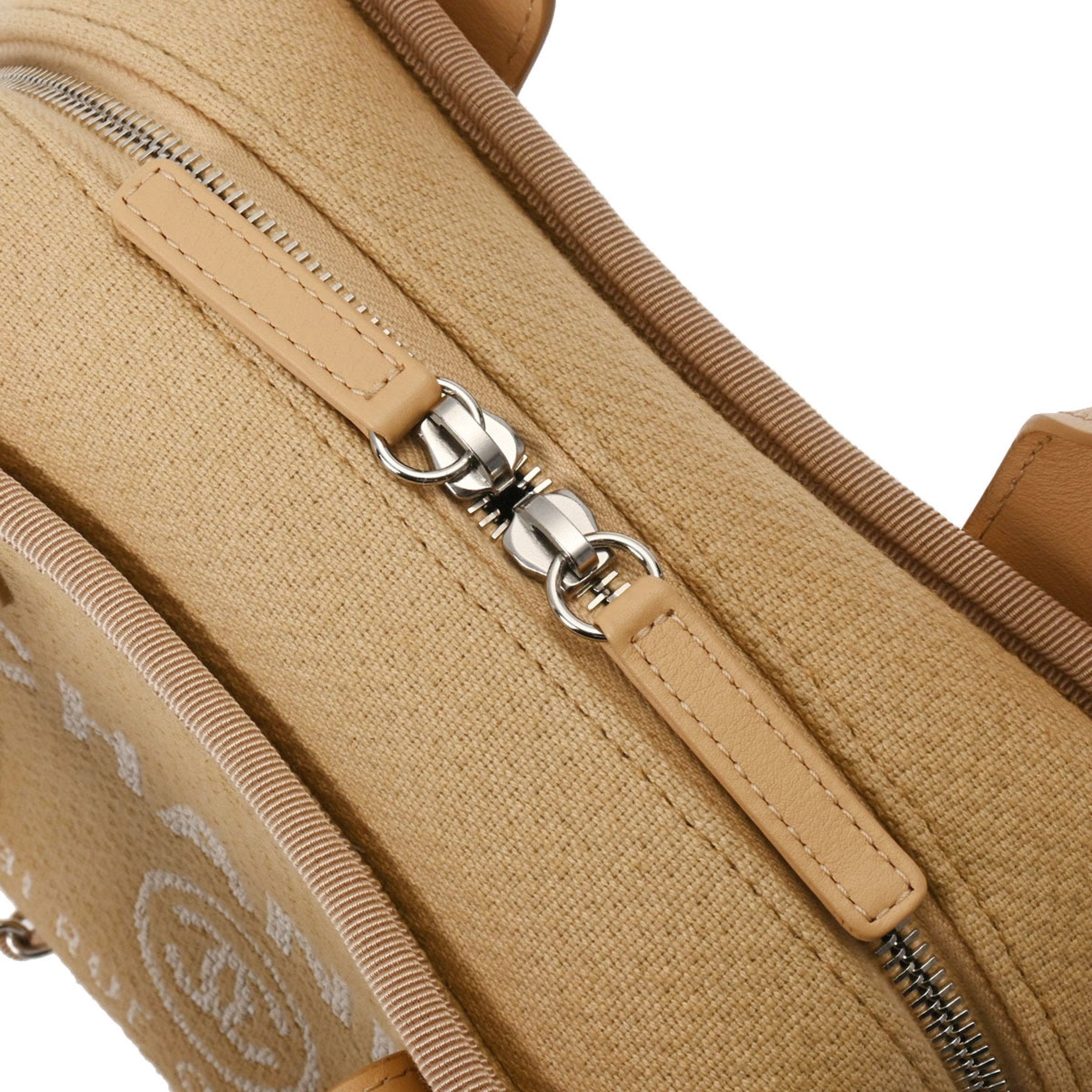 Chanel Beige Canvas Leather Tote Bag (Pre-Owned)