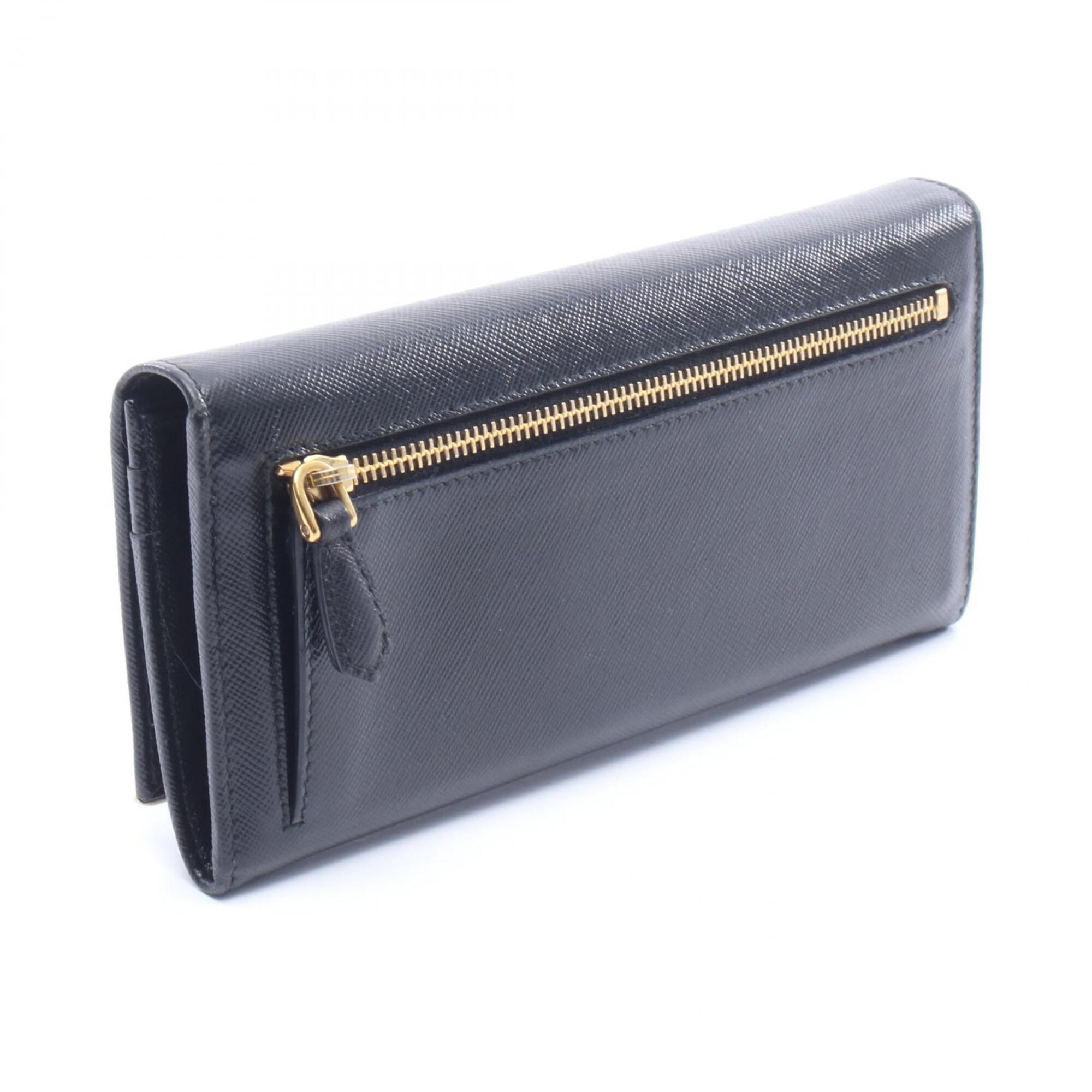 Prada Black Leather Long Wallet (Bi-Fold) (Pre-Owned)
