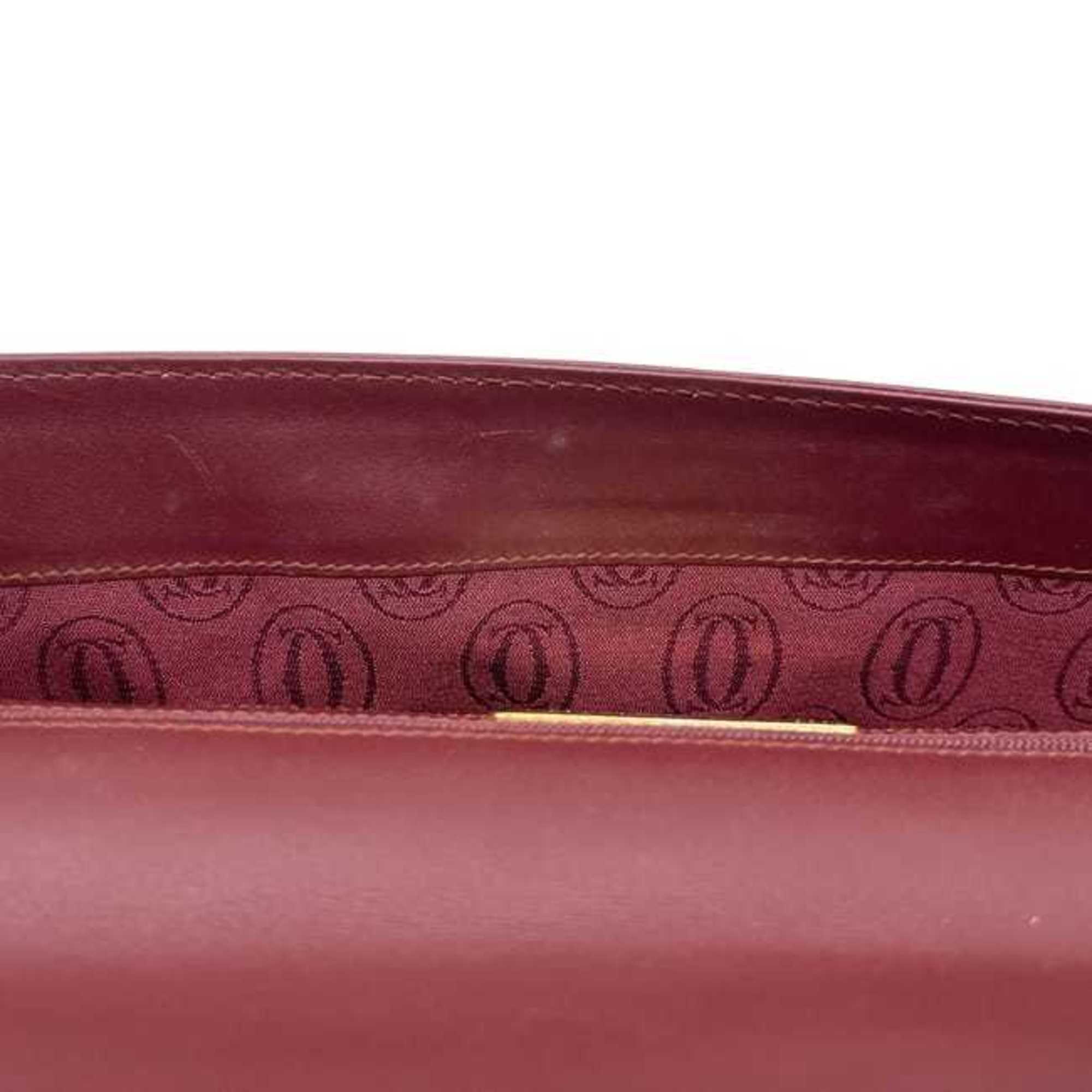 Cartier Must Bordeaux Leather Clutch Bag Handbag (Pre-Owned)