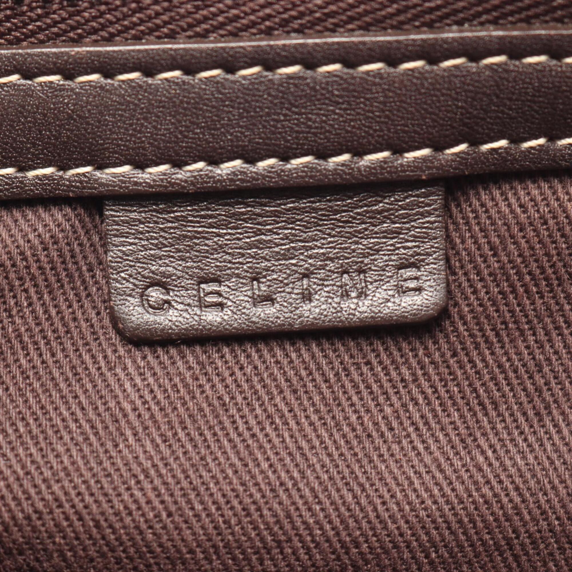 Celine Beige Brown Canvas Leather Handbag (Pre-Owned)