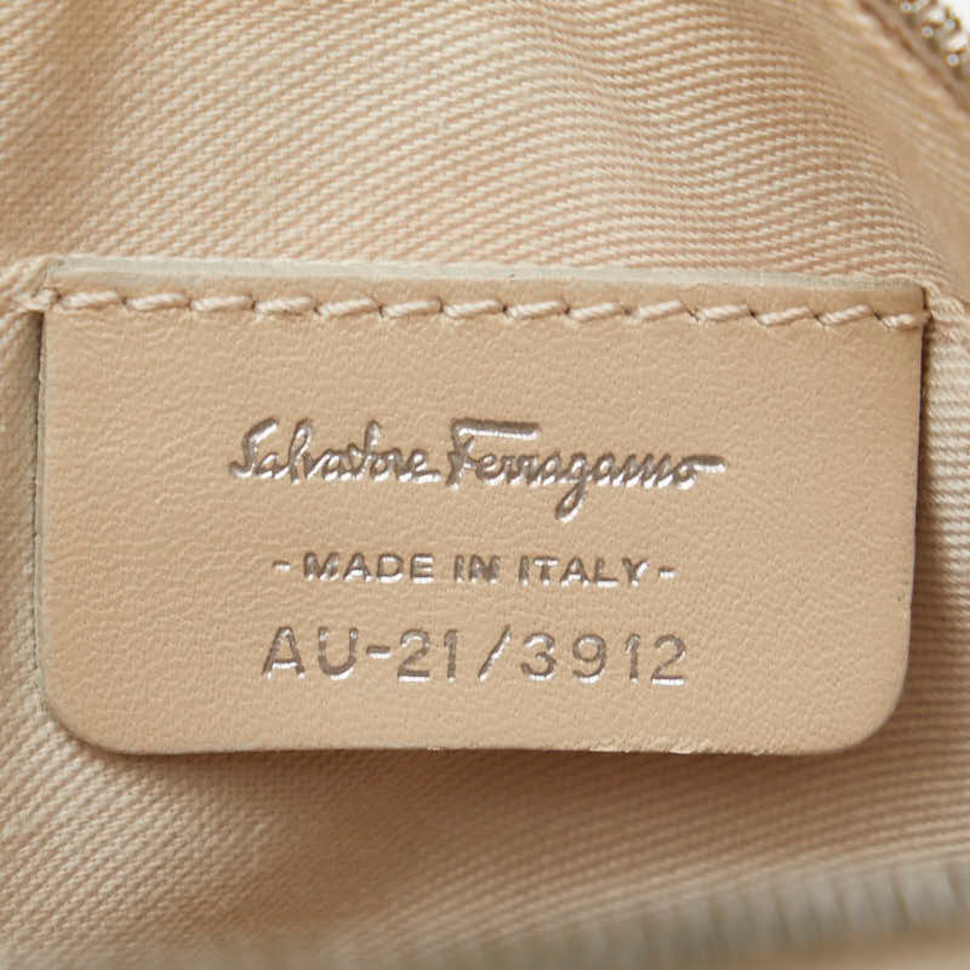 Salvatore Ferragamo Gancini White Nylon Leather Handbag (Pre-Owned)