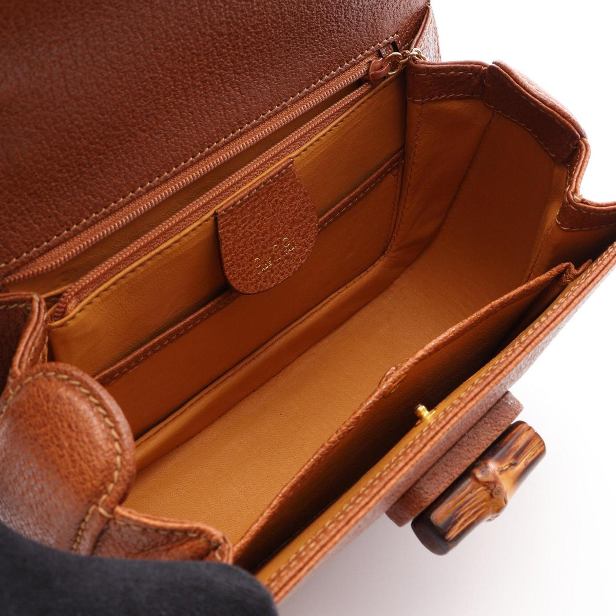 Gucci Brown Bamboo Leather Handbag (Pre-Owned)