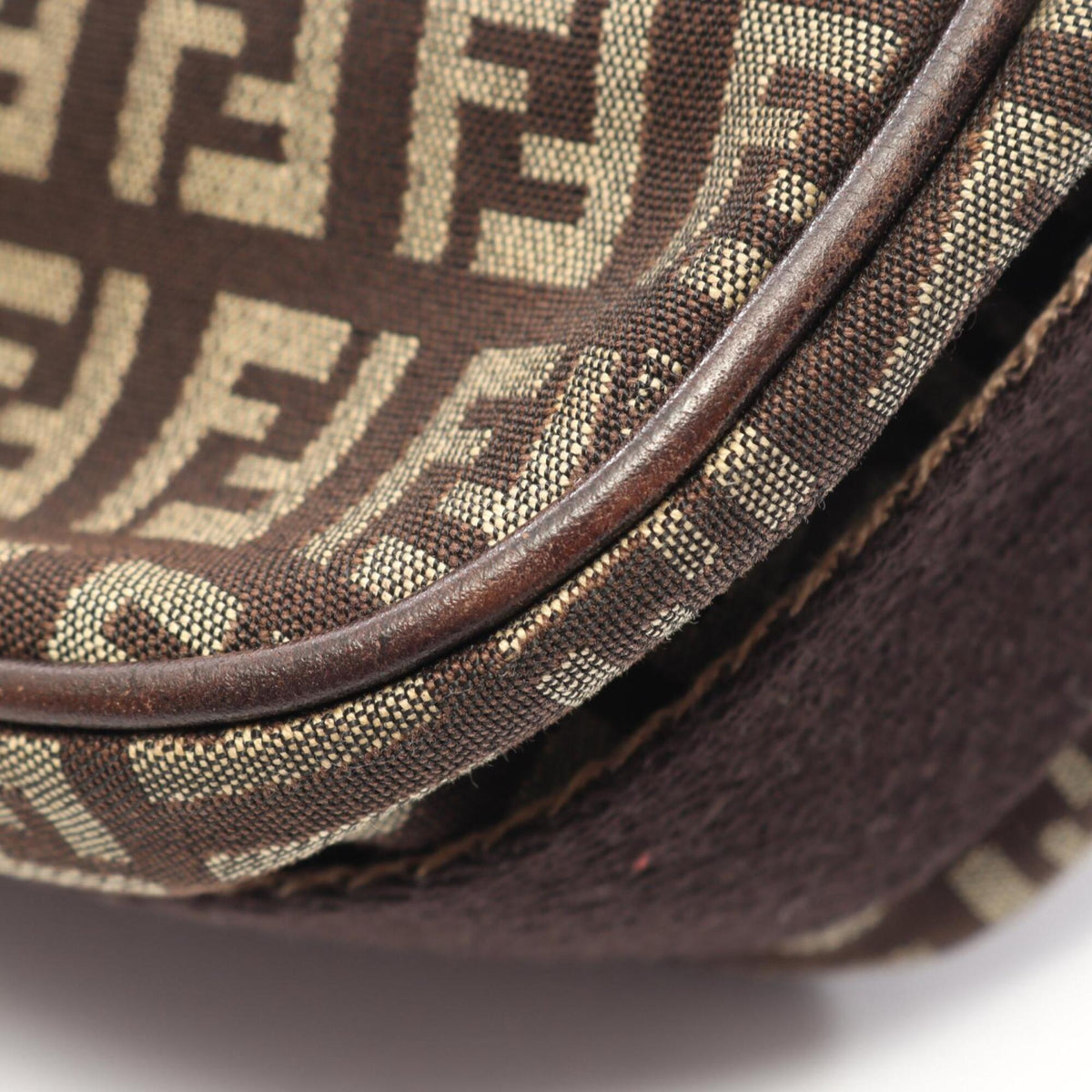 Fendi Beige Brown Canvas Leather Handbag Shoulder Bag (Pre-Owned)