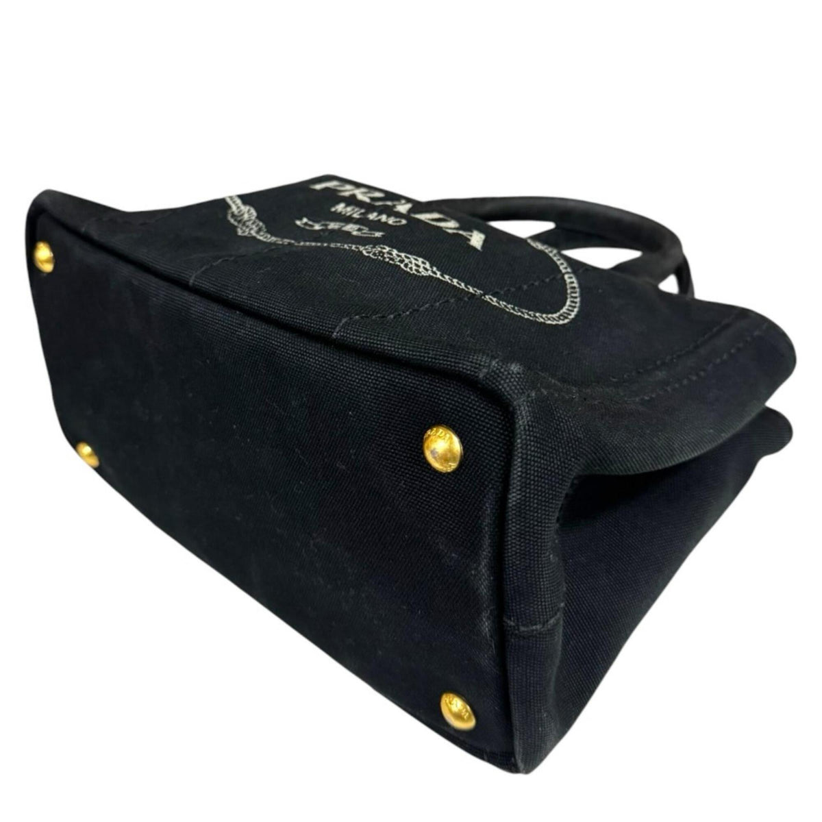 Prada Canapa Black Nero Canvas Shoulder Bag (Pre-Owned)