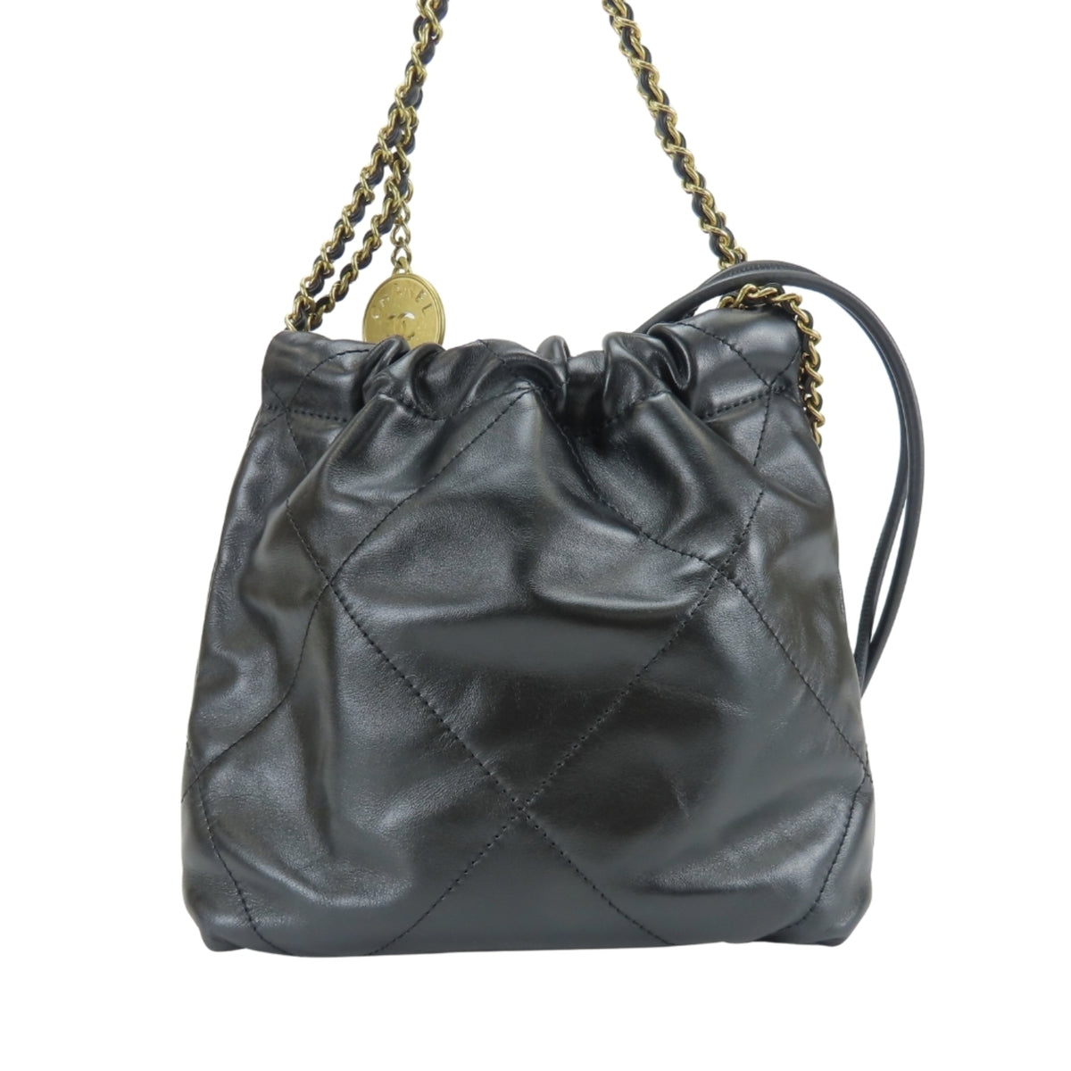 Chanel Black Leather Handbag Shoulder Bag (Pre-Owned)