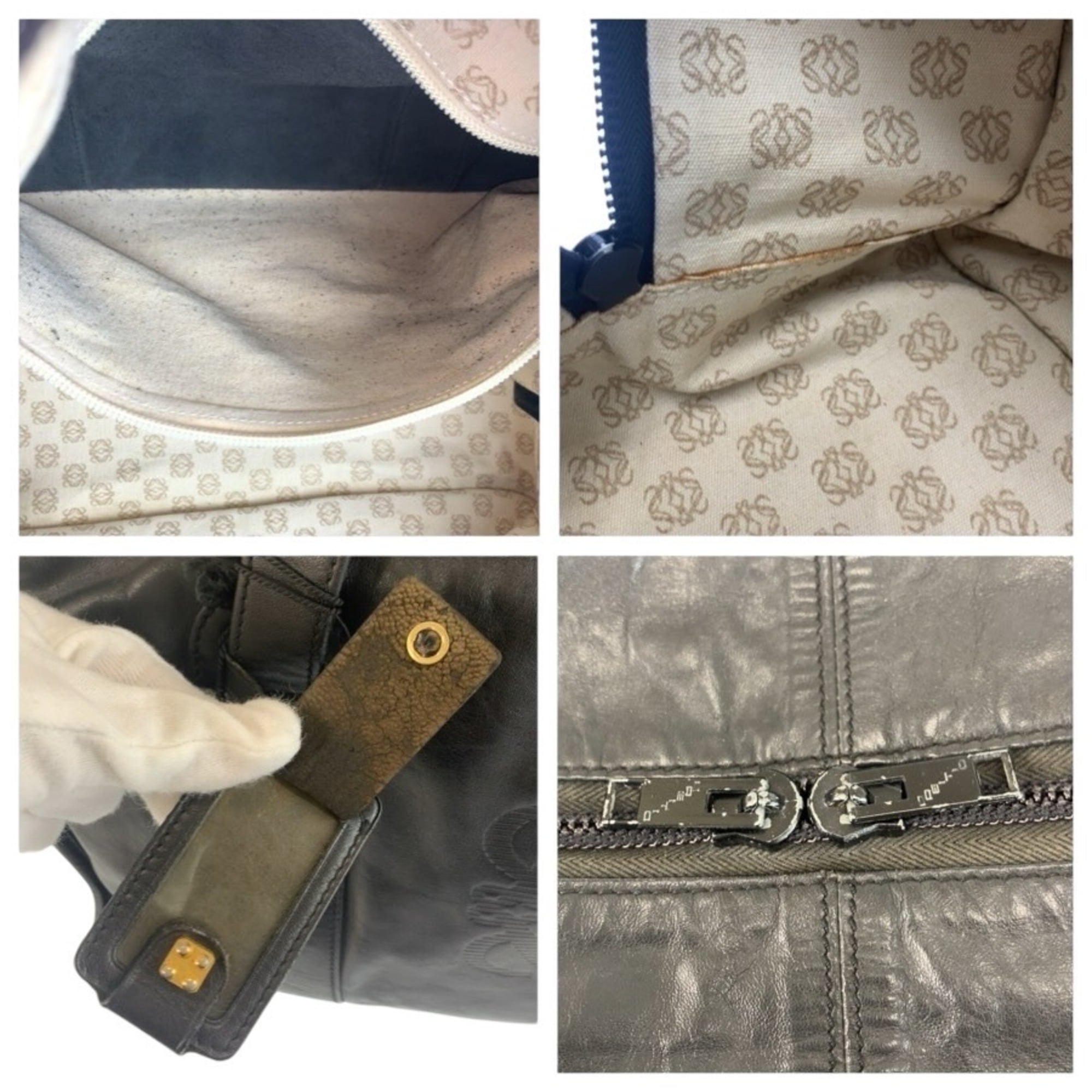 Loewe Black Leather Boston Bag Handbag (Pre-Owned)