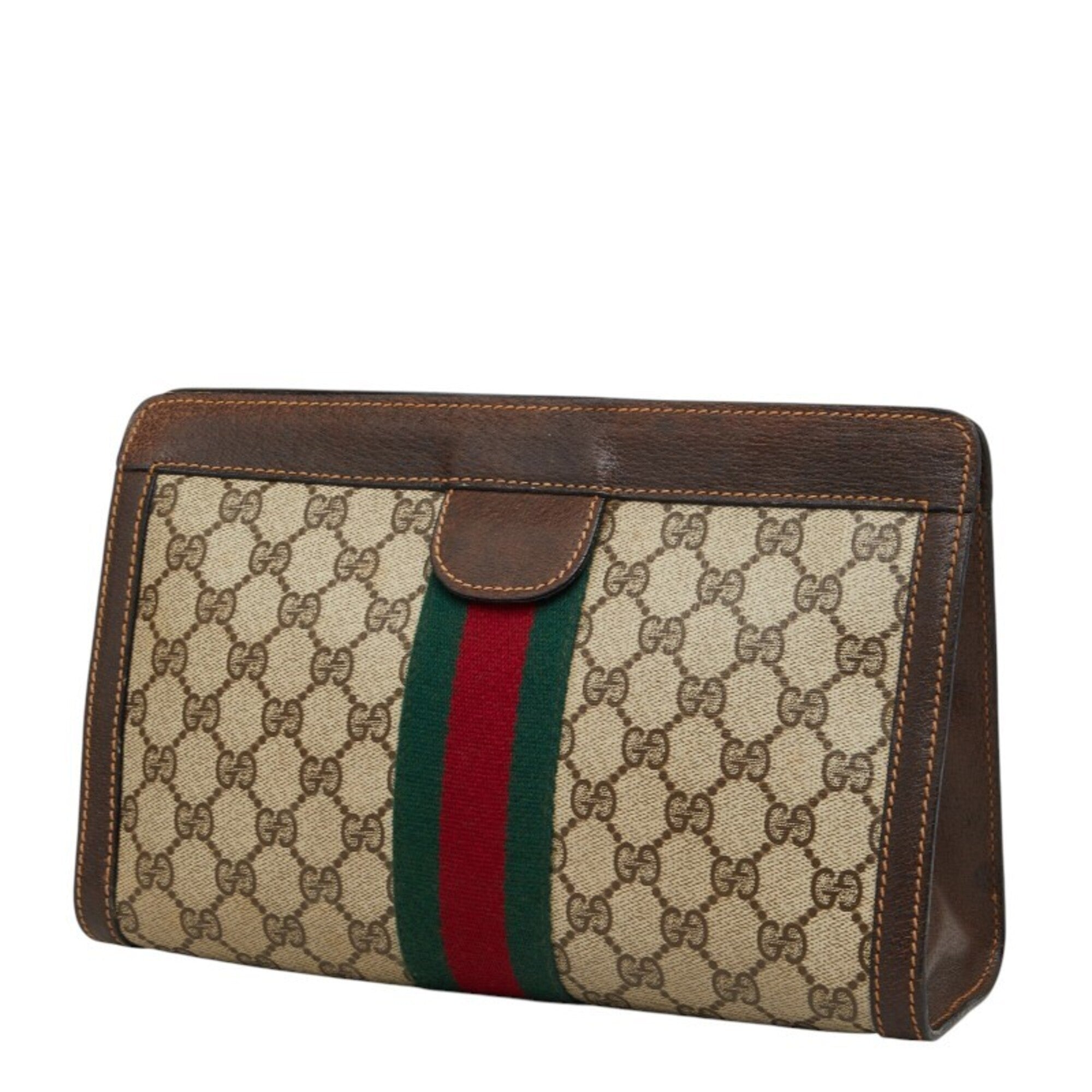 Gucci Beige Brown Pvc Leather Clutch Bag (Pre-Owned)