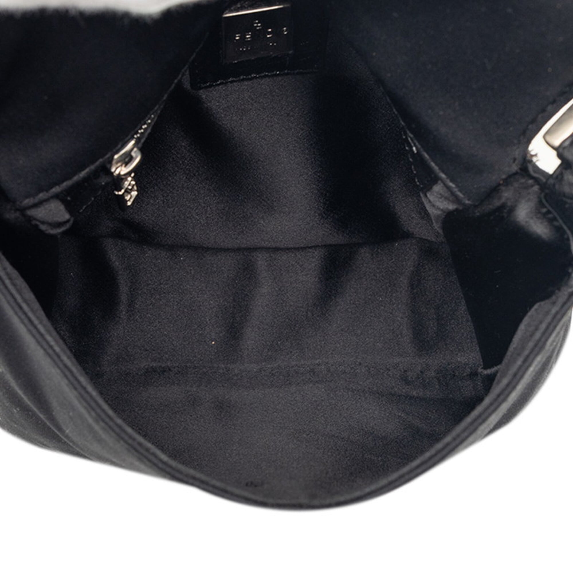 Fendi Black Cotton Canvas Leather Handbag Shoulder Bag (Pre-Owned)