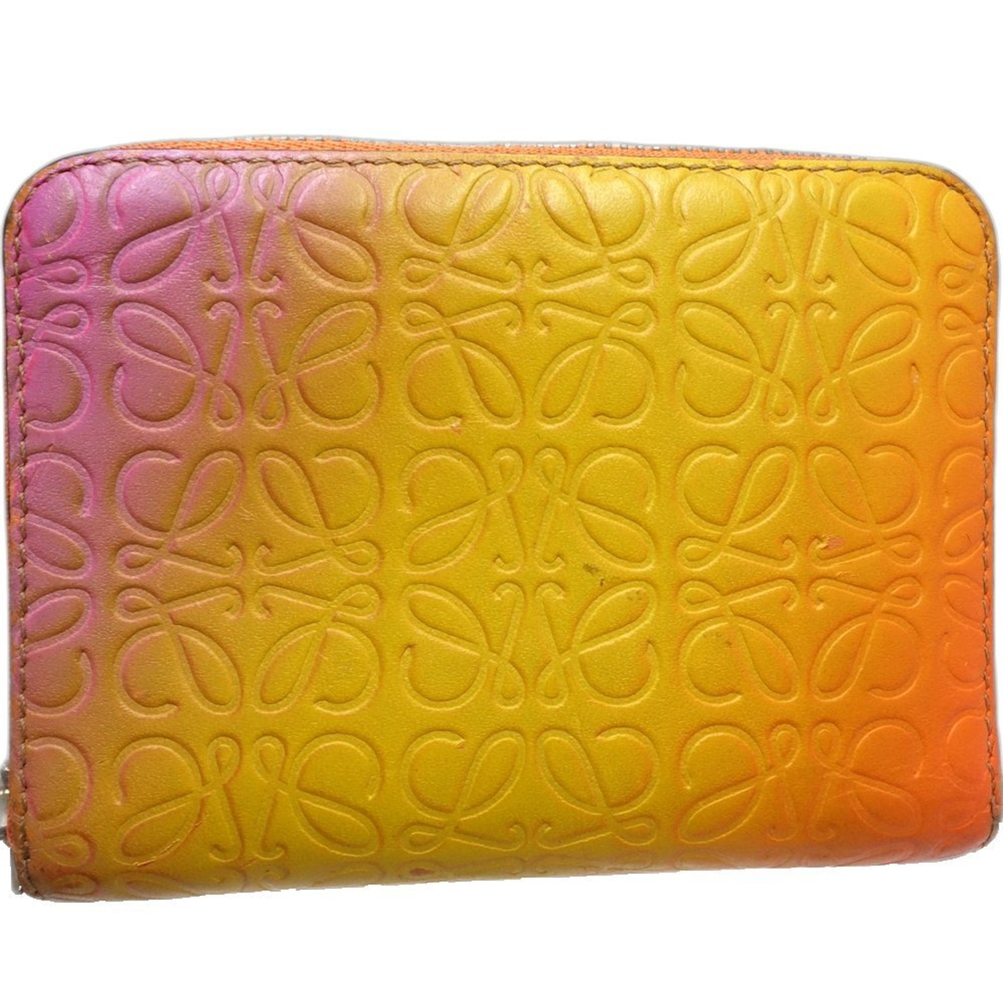 Loewe Multi-Color Orange Leather Coin Purse/Coin Case (Pre-Owned)