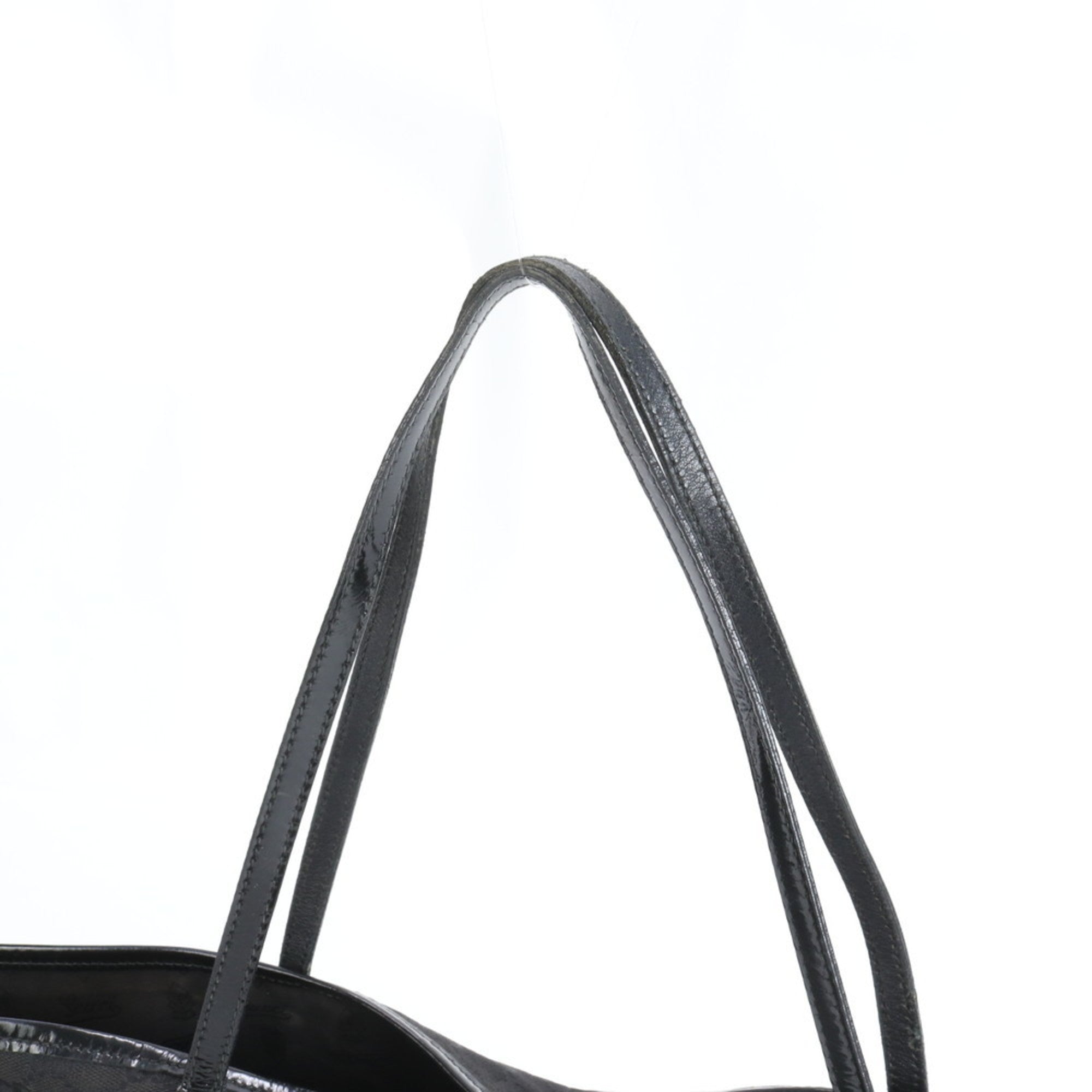 Gucci Black Leather Canvas Tote Bag (Pre-Owned)