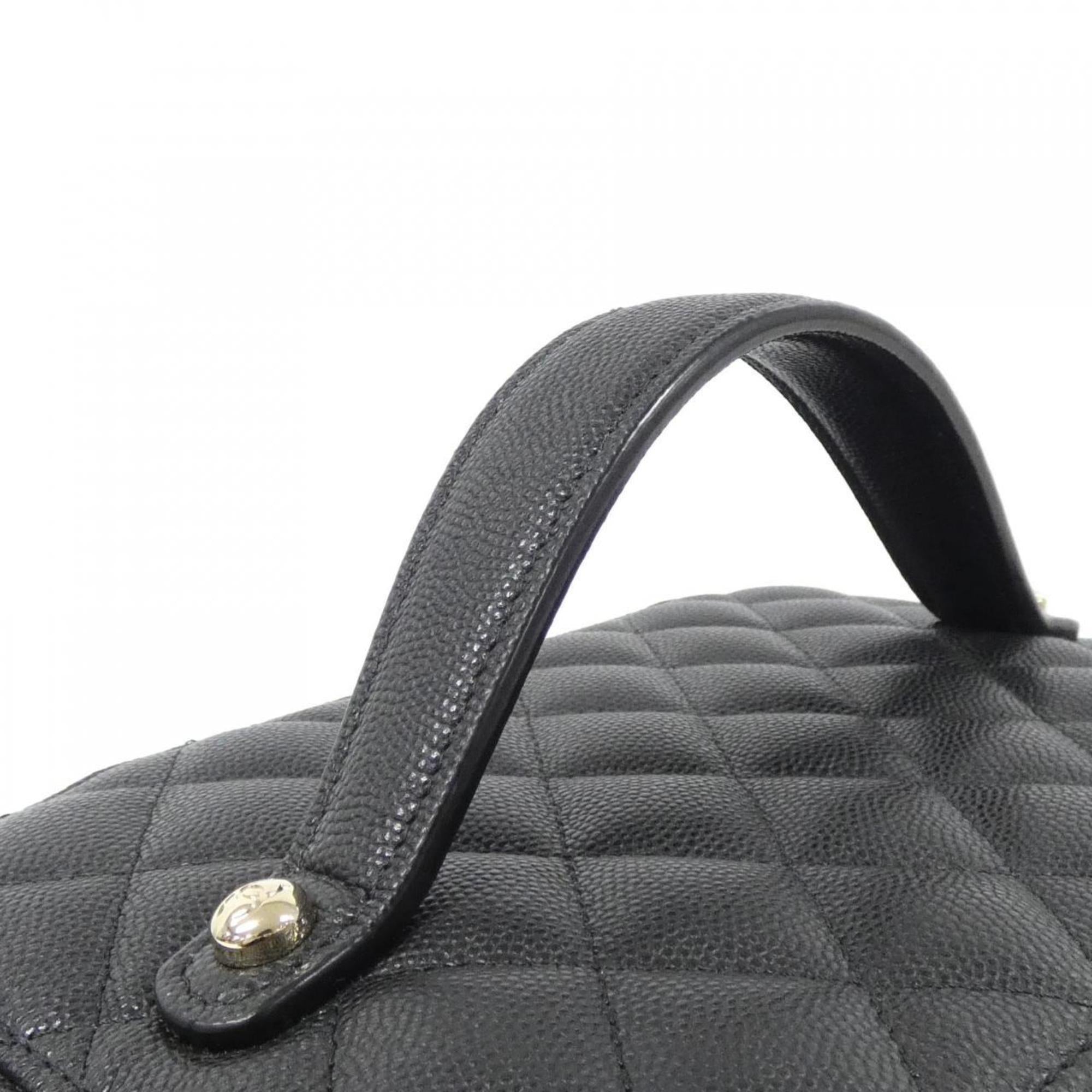 Chanel Black Grained Calfskin Handbag (Pre-Owned)