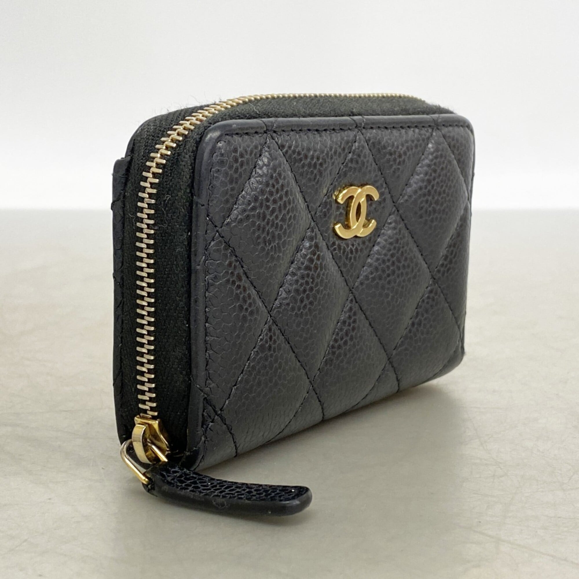 Chanel Black Grained Calfskin Coin Purse/Coin Case (Pre-Owned)