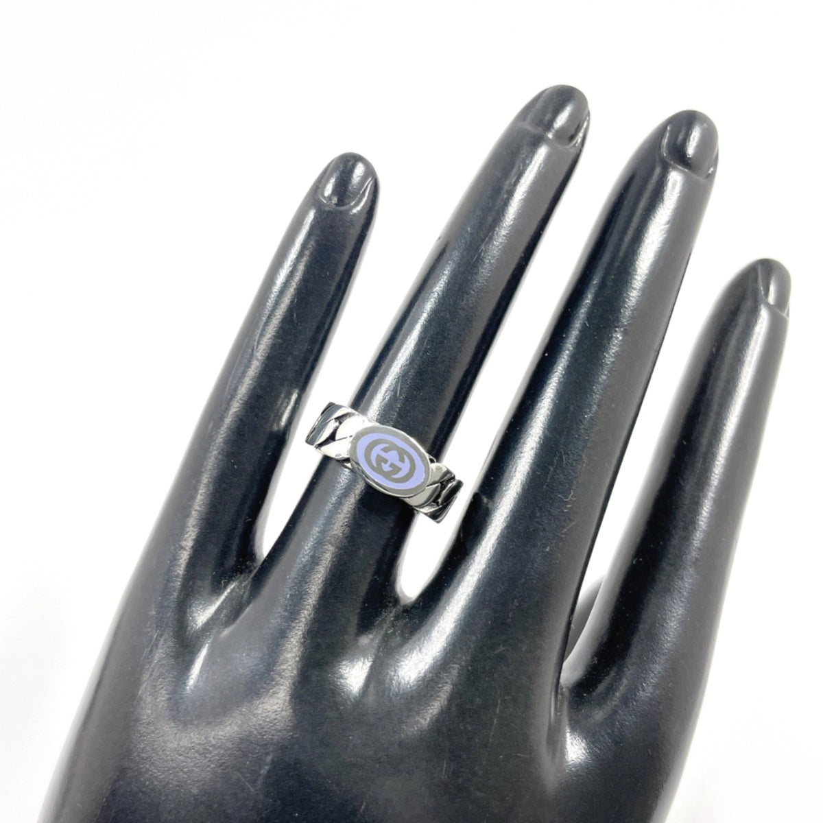 Gucci Silver Light Purple Enamel Silver 925 Band Ring (Pre-Owned)