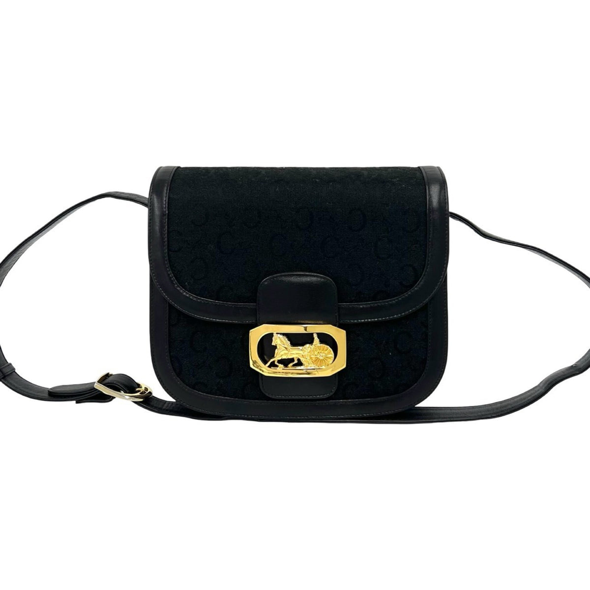 Celine Black Canvas Leather Pochette Shoulder Bag (Pre-Owned)