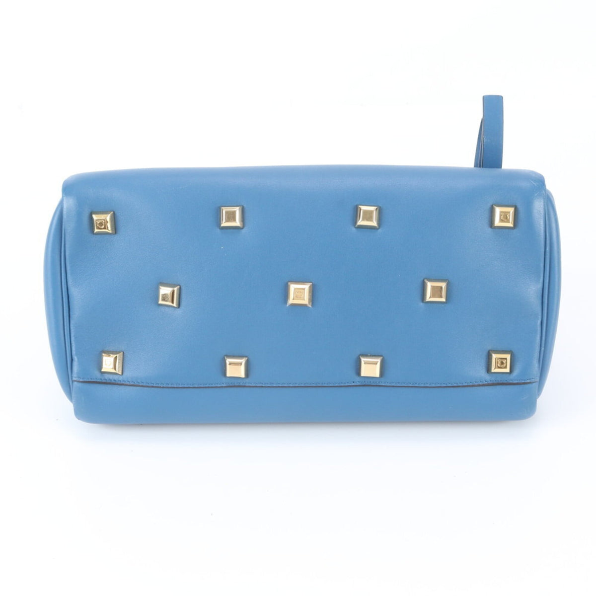 Salvatore Ferragamo Gancini Blue Leather Handbag Tote Bag (Pre-Owned)
