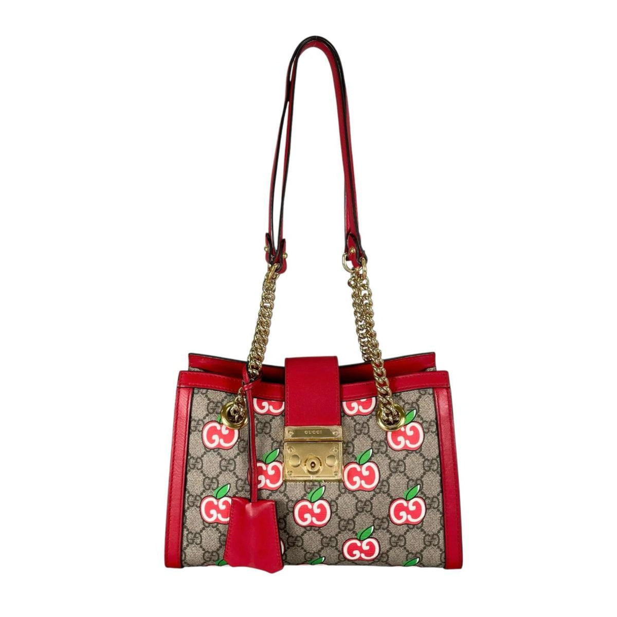 Gucci Padlock Beige Multi-Color Red Color Gg Canvas Shoulder Bag (Pre-Owned)