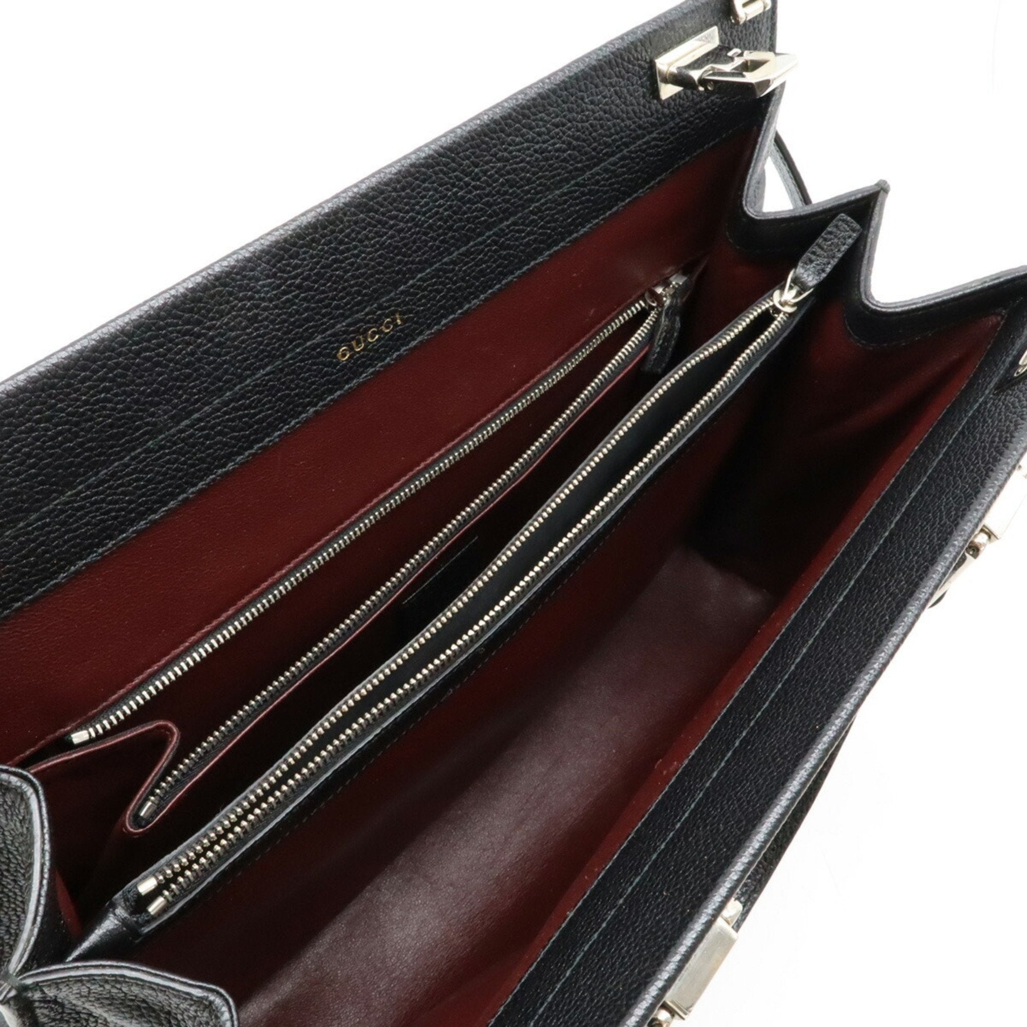 Gucci Black Leather Handbag Shoulder Bag (Pre-Owned)