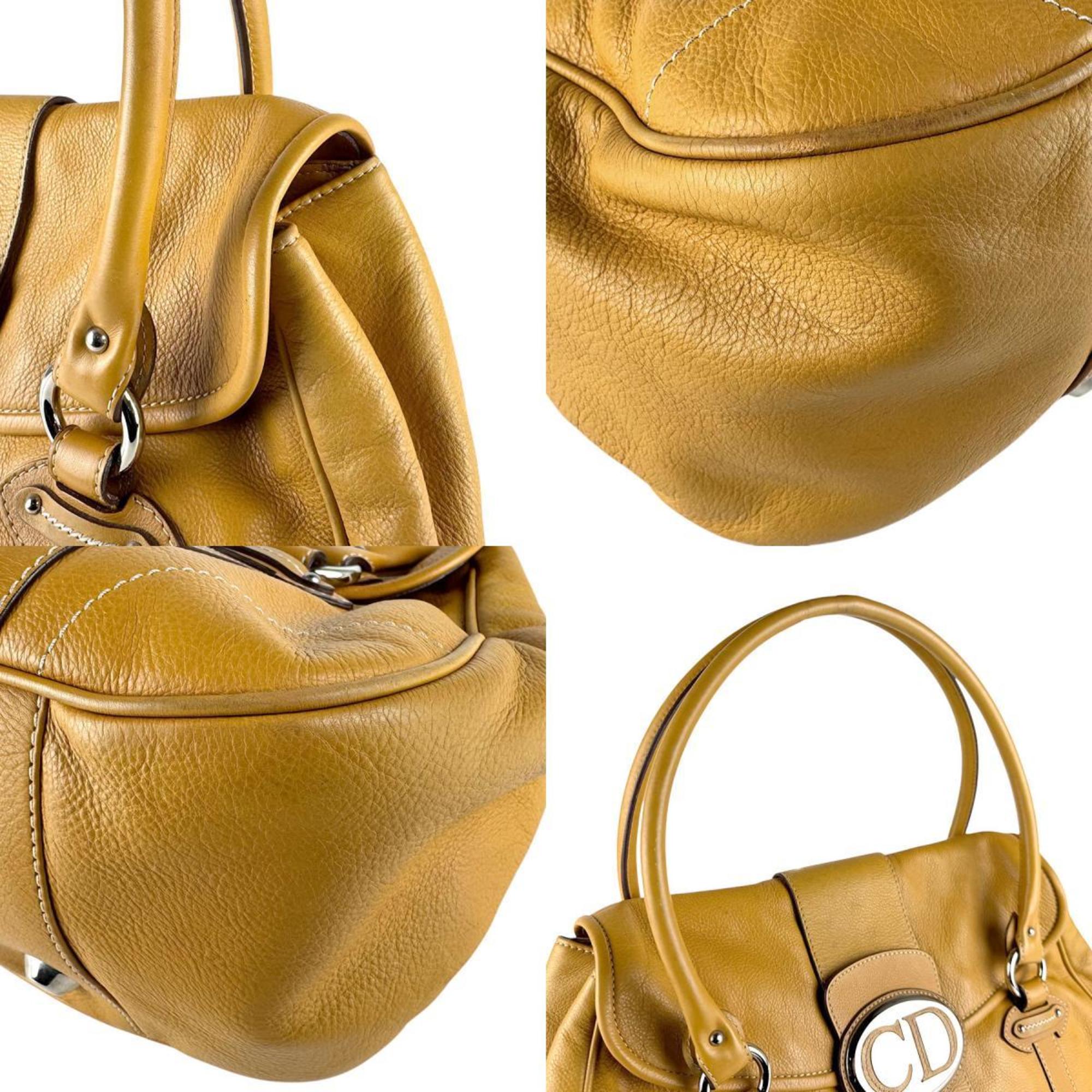 Christian Dior Mustard Yellow Leather Shoulder Bag (Pre-Owned)