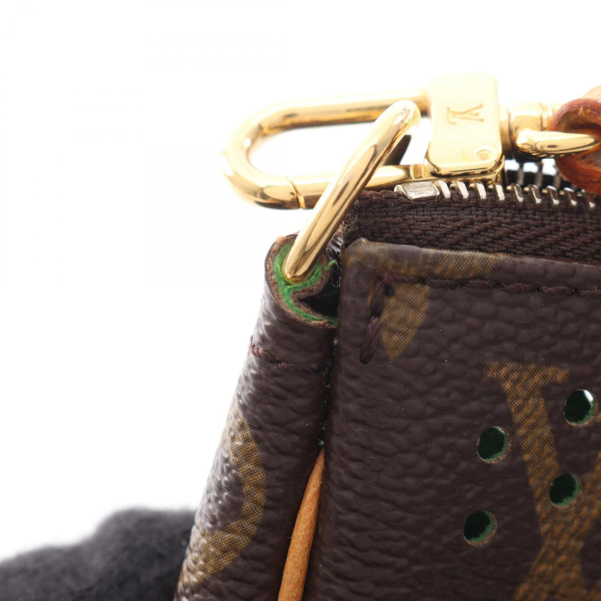 Louis Vuitton Brown Green Monogram Vert Coated Canvas Leather Handbag Pochette (Pre-Owned)