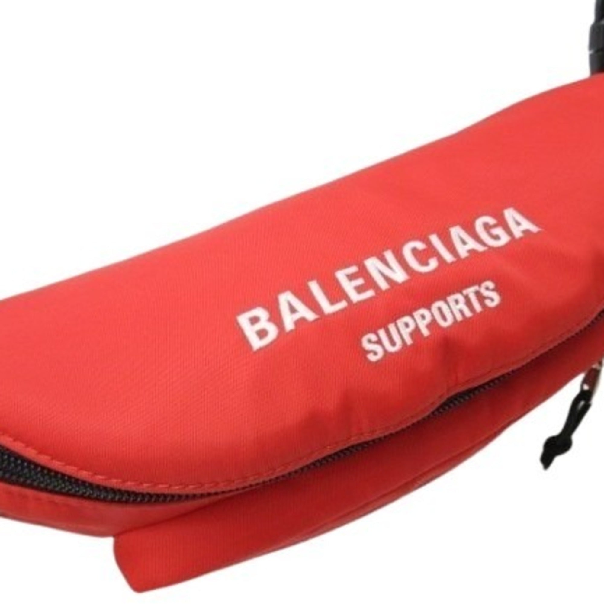 Balenciaga Black Red Color Nylon Fanny Pack Sling Bag (Pre-Owned)