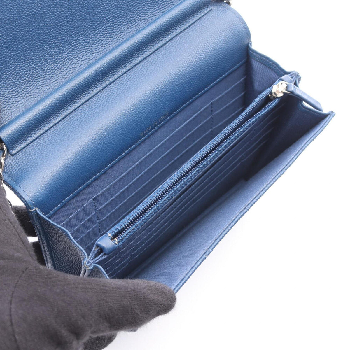 Chanel Blue Grained Calfskin Handbag Shoulder Bag (Pre-Owned)