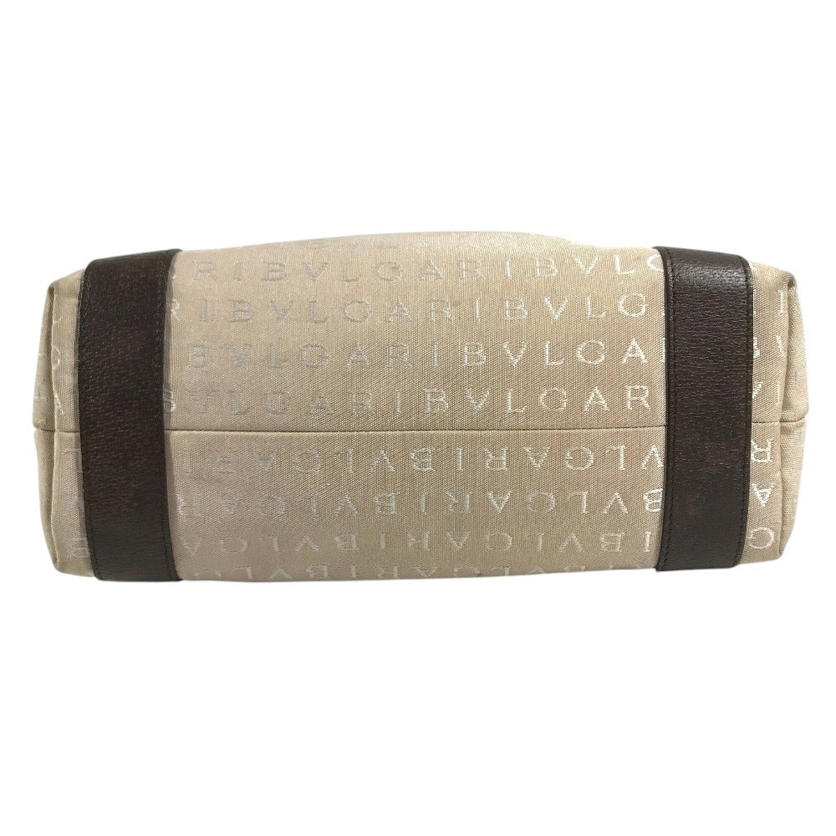 Bvlgari Logomania Beige Canvas Leather Shoulder Bag Tote Bag (Pre-Owned)
