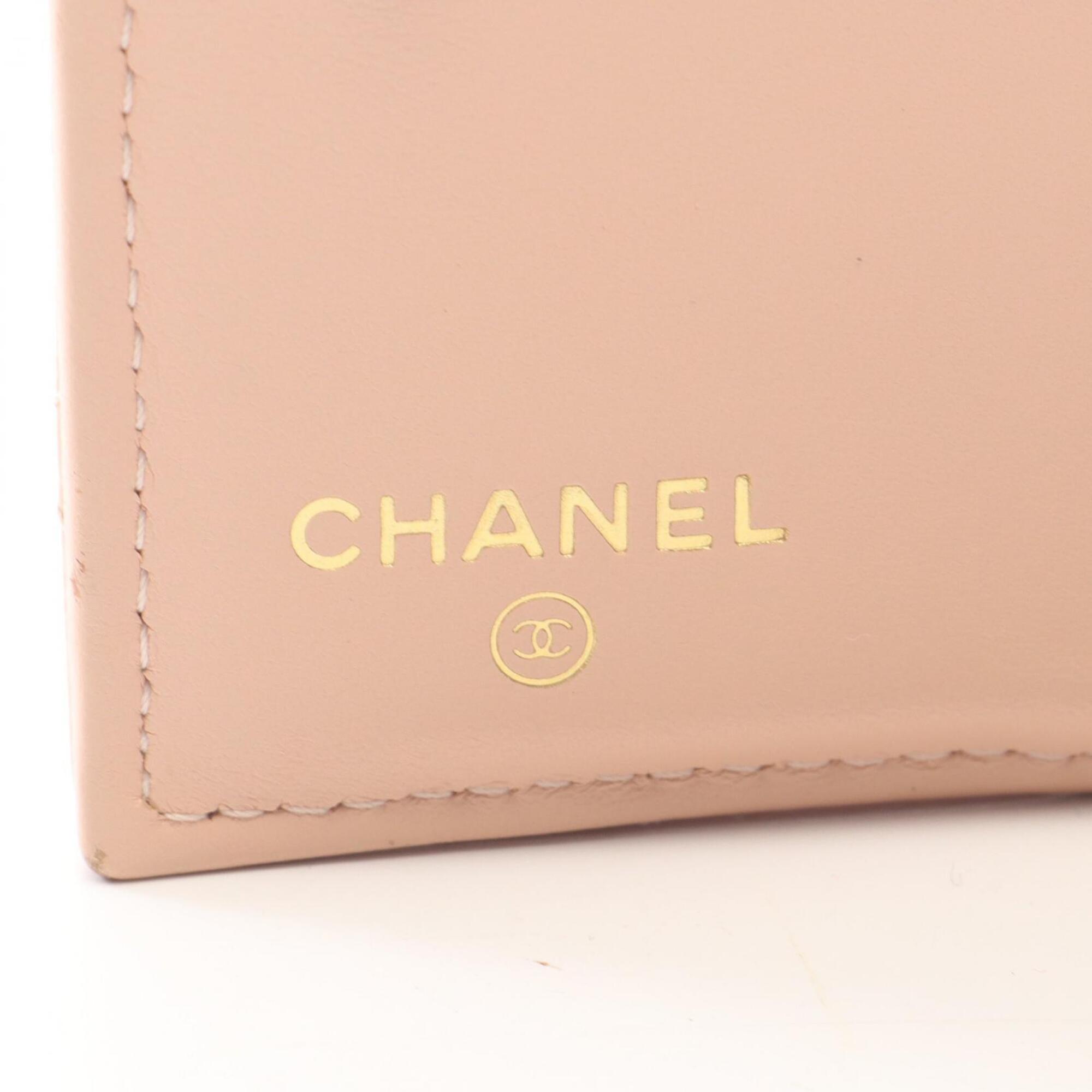 Chanel Pink Grained Calfskin Wallet (Bi-Fold) (Pre-Owned)