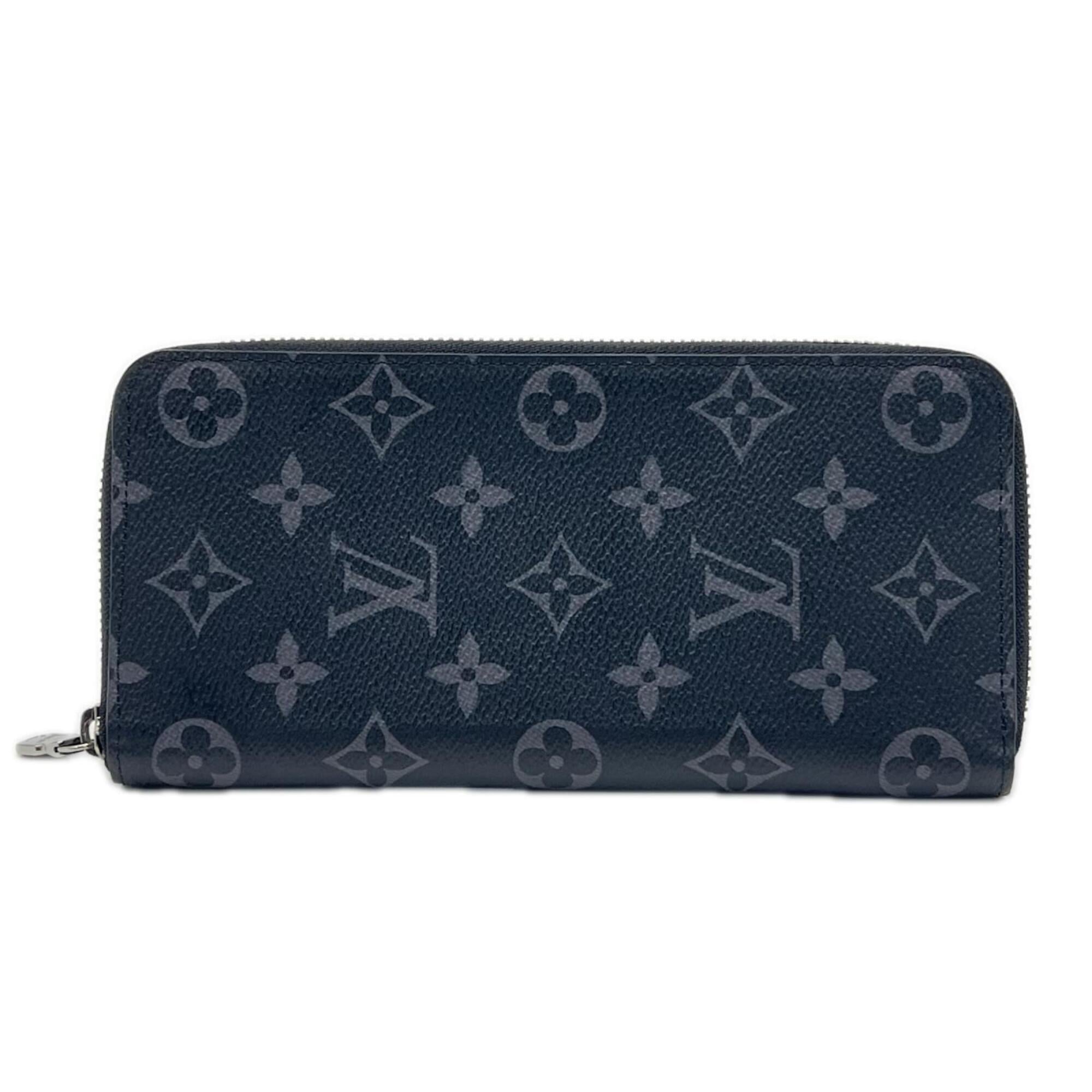 Louis Vuitton Monogram Eclipse Black Gray Monogram Eclipse Coated Canvas Leather Long Wallet (Bi-Fold) (Pre-Owned)