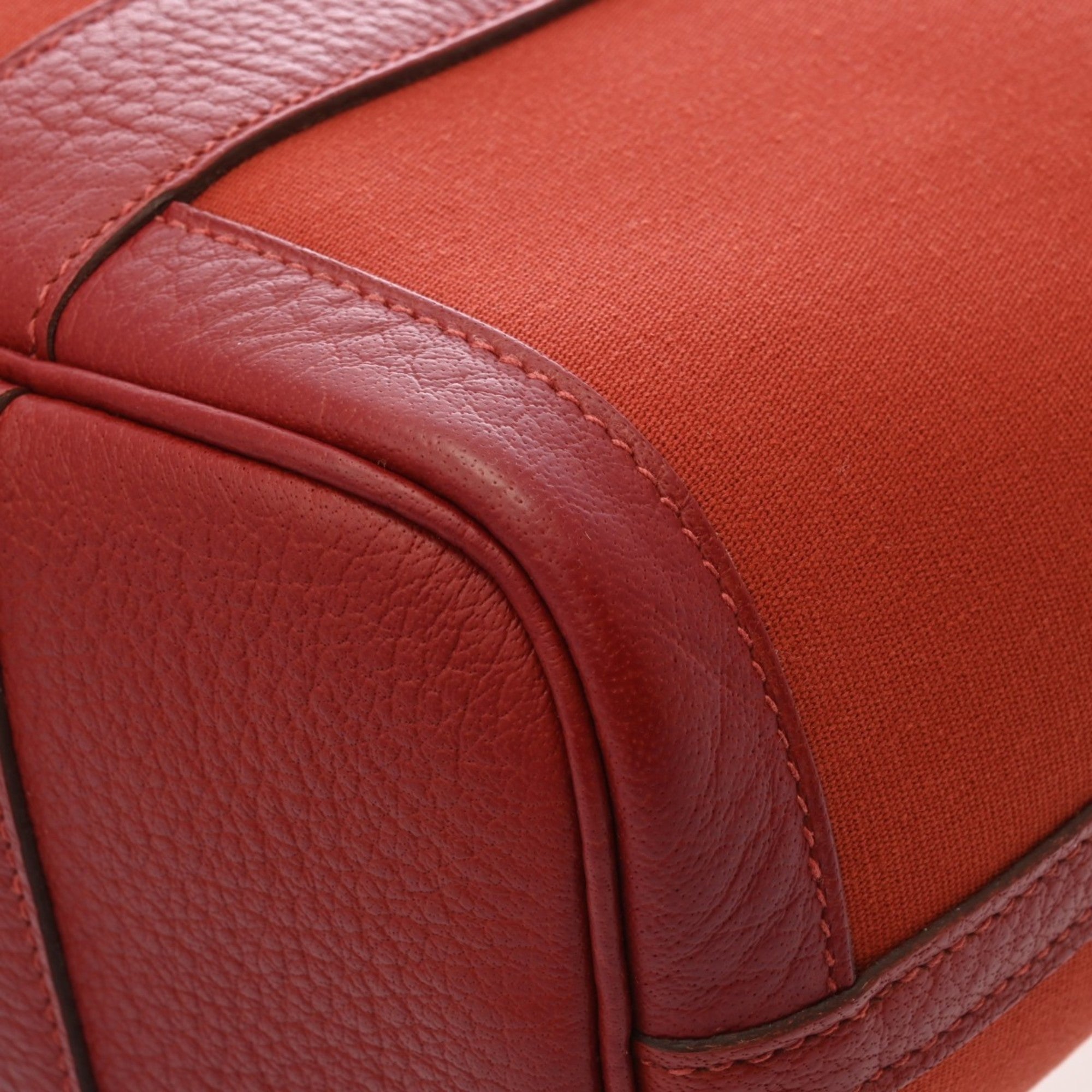 Hermes Rouge Garance Toile Officier Negonda Leather Handbag (Pre-Owned)