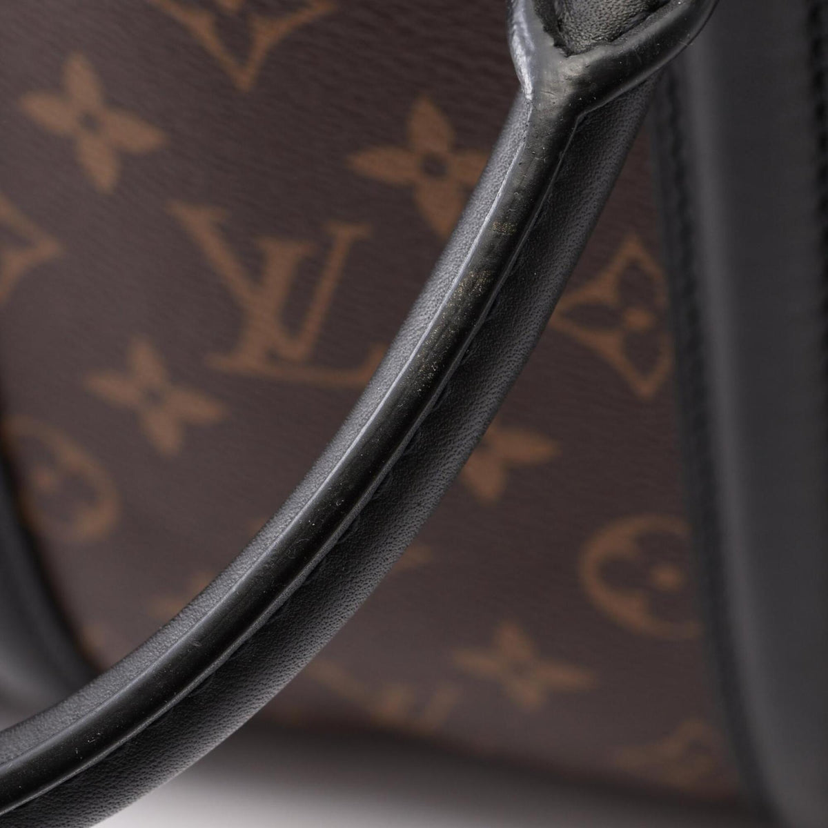Louis Vuitton Black Brown Coated Canvas Leather Handbag (Pre-Owned)