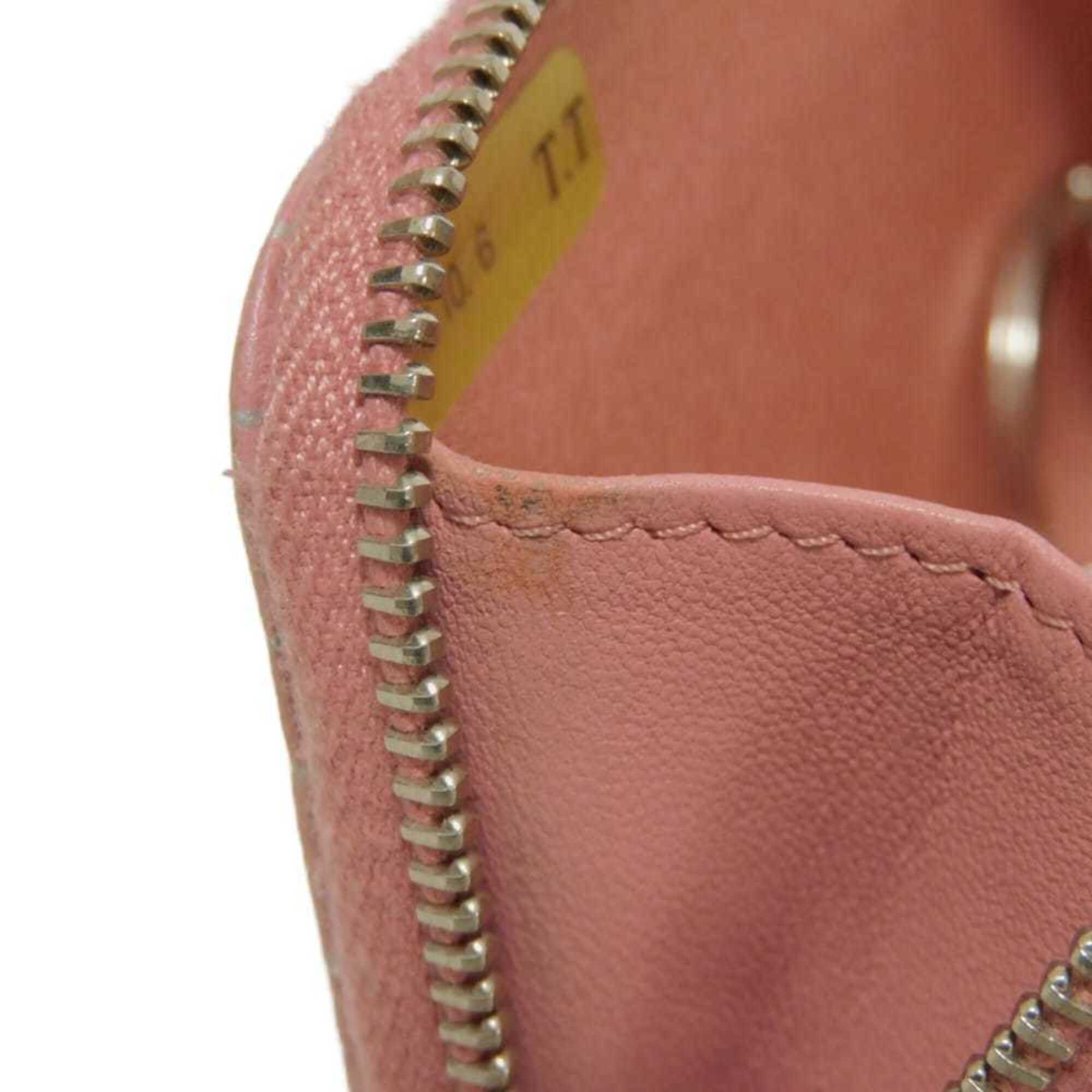 Chanel Camellia Pink Leather Coin Purse/Coin Case (Pre-Owned)