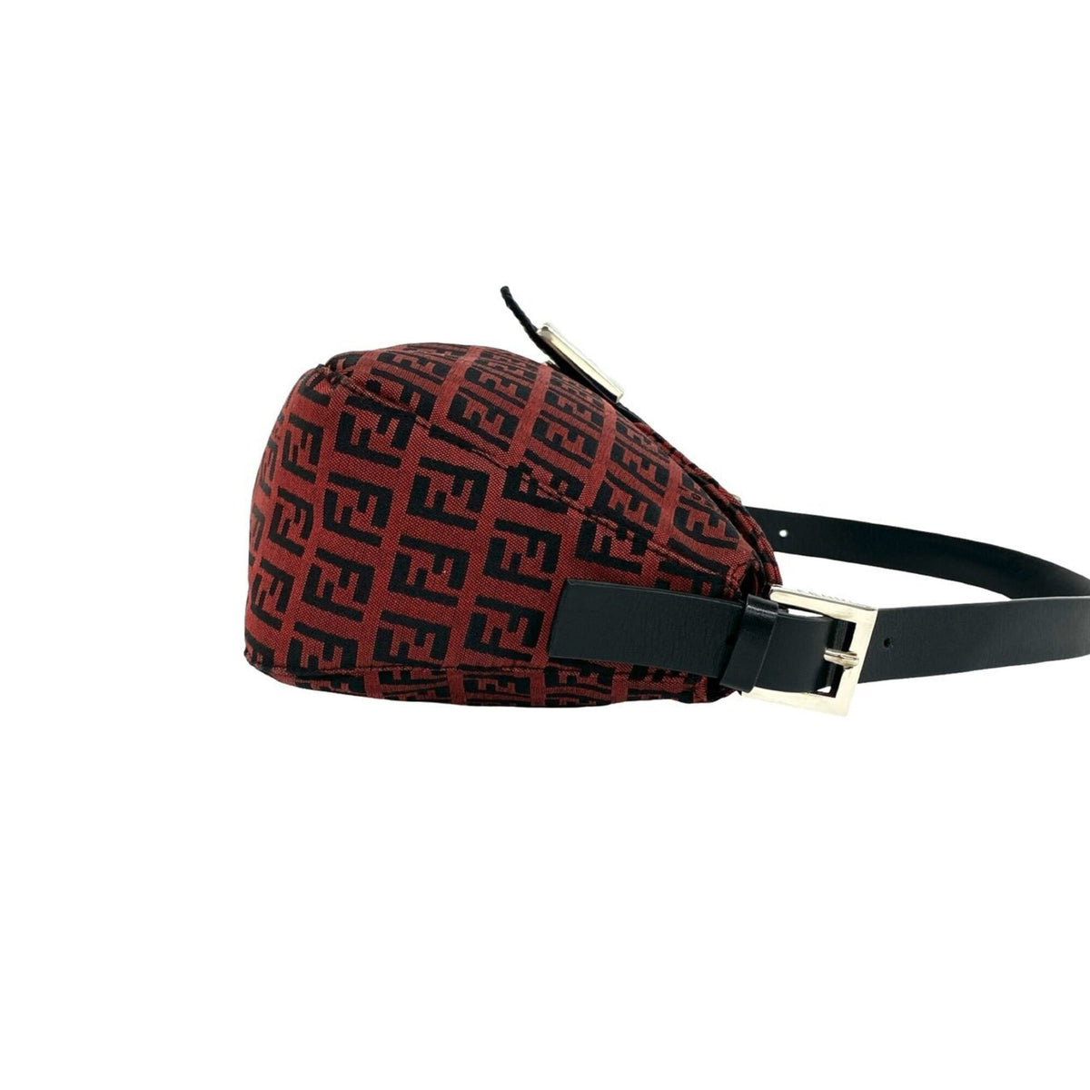 Fendi Black Red Color Canvas Leather Shoulder Bag (Pre-Owned)