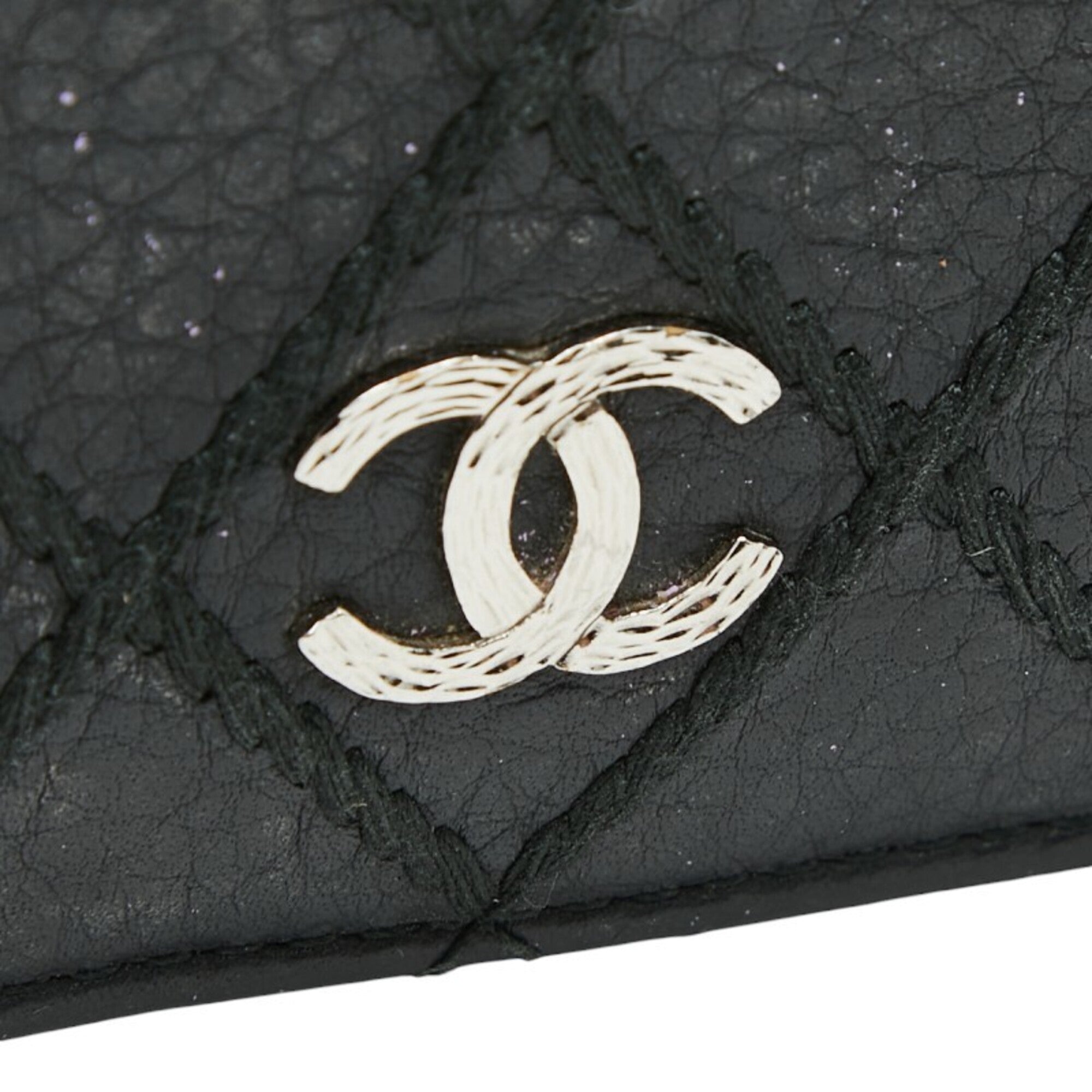 Chanel Black Leather Long Wallet (Bi-Fold) (Pre-Owned)