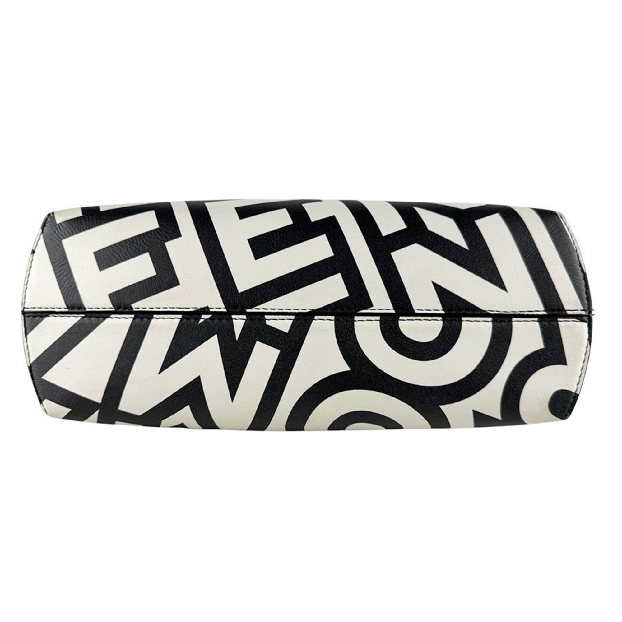 Fendi Black White Leather Shoulder Bag (Pre-Owned)