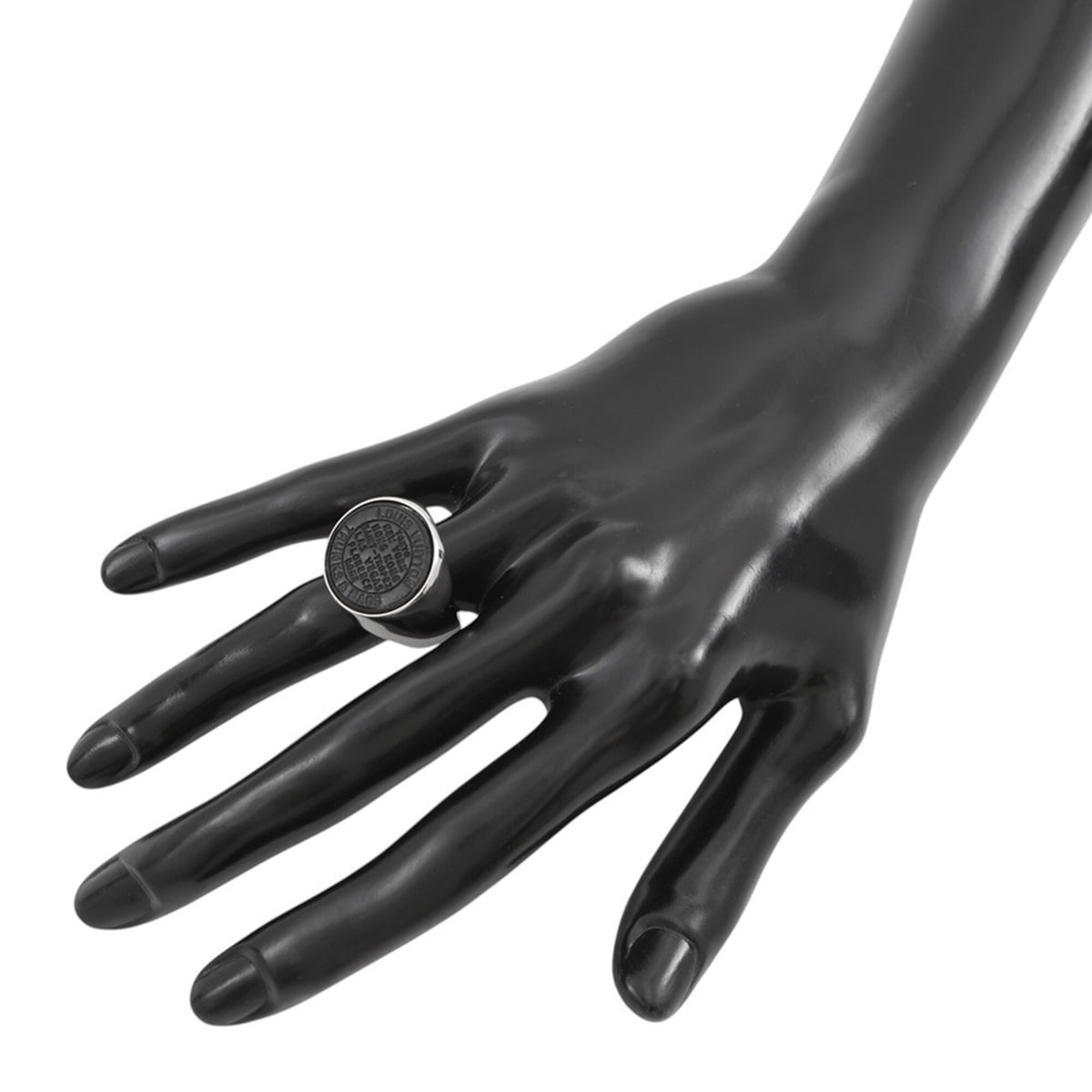 Louis Vuitton Silver Noir Metal Band Ring (Pre-Owned)