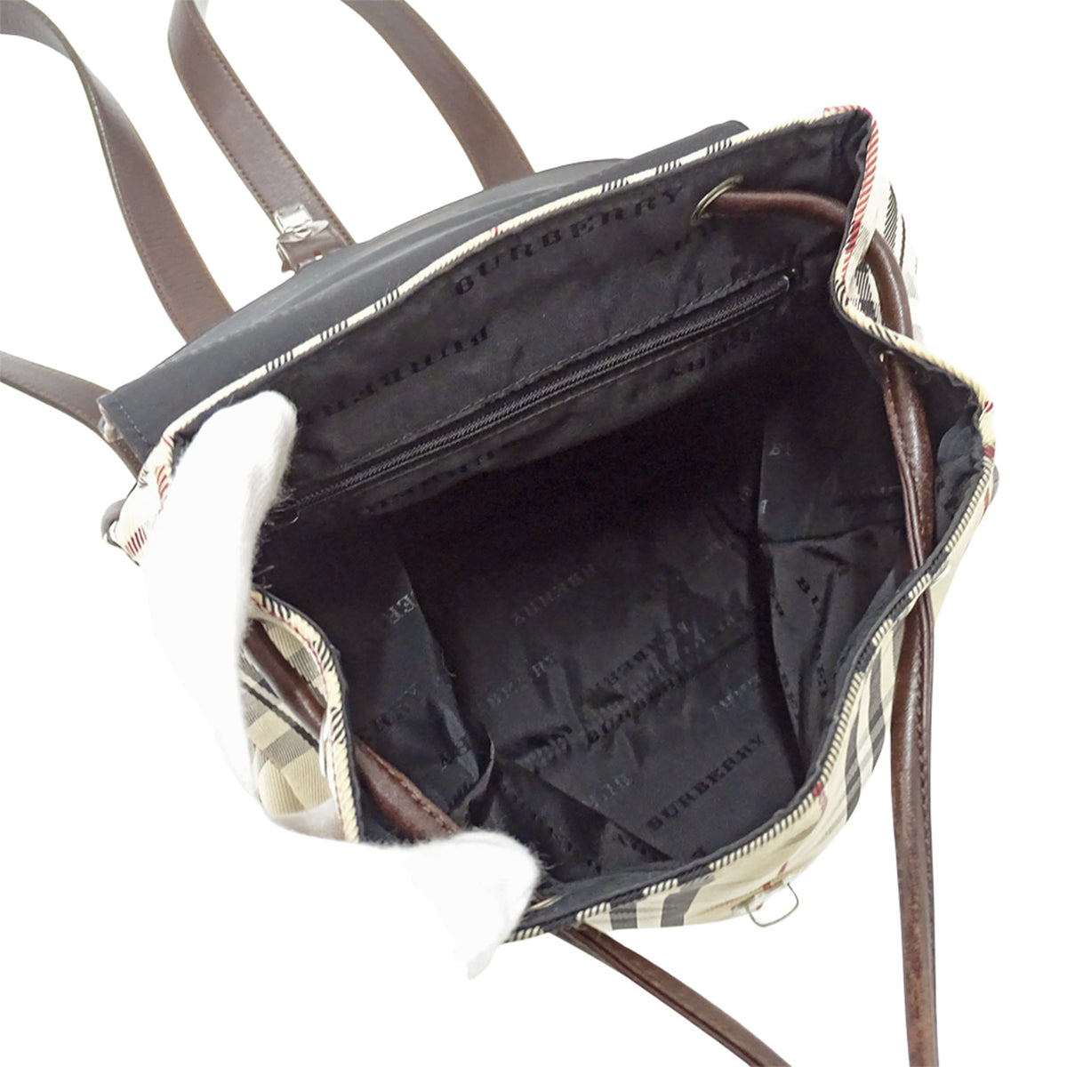 Burberry Beige Brown Canvas Handbag (Pre-Owned)