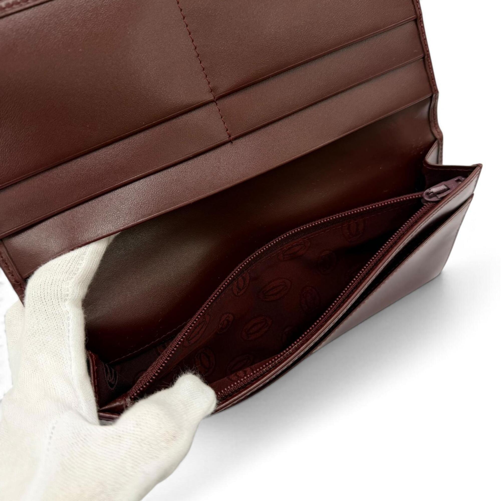 Cartier Bordeaux Leather Long Wallet (Bi-Fold) (Pre-Owned)