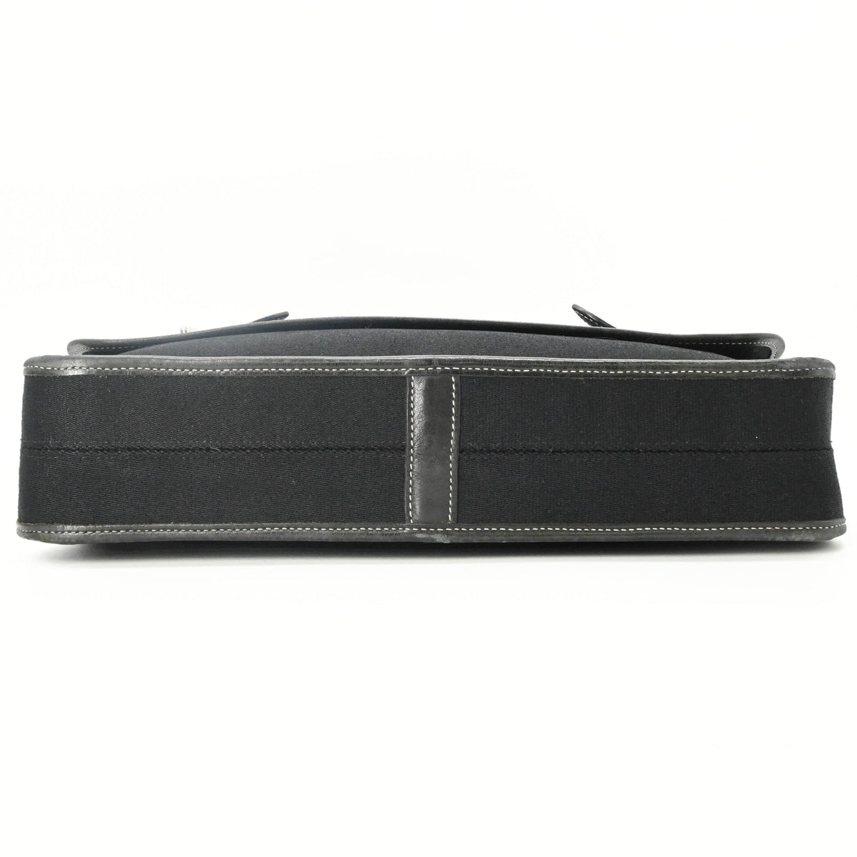 Hermes Buenaventura Black Toile H Leather Messenger Bag Shoulder Bag (Pre-Owned)