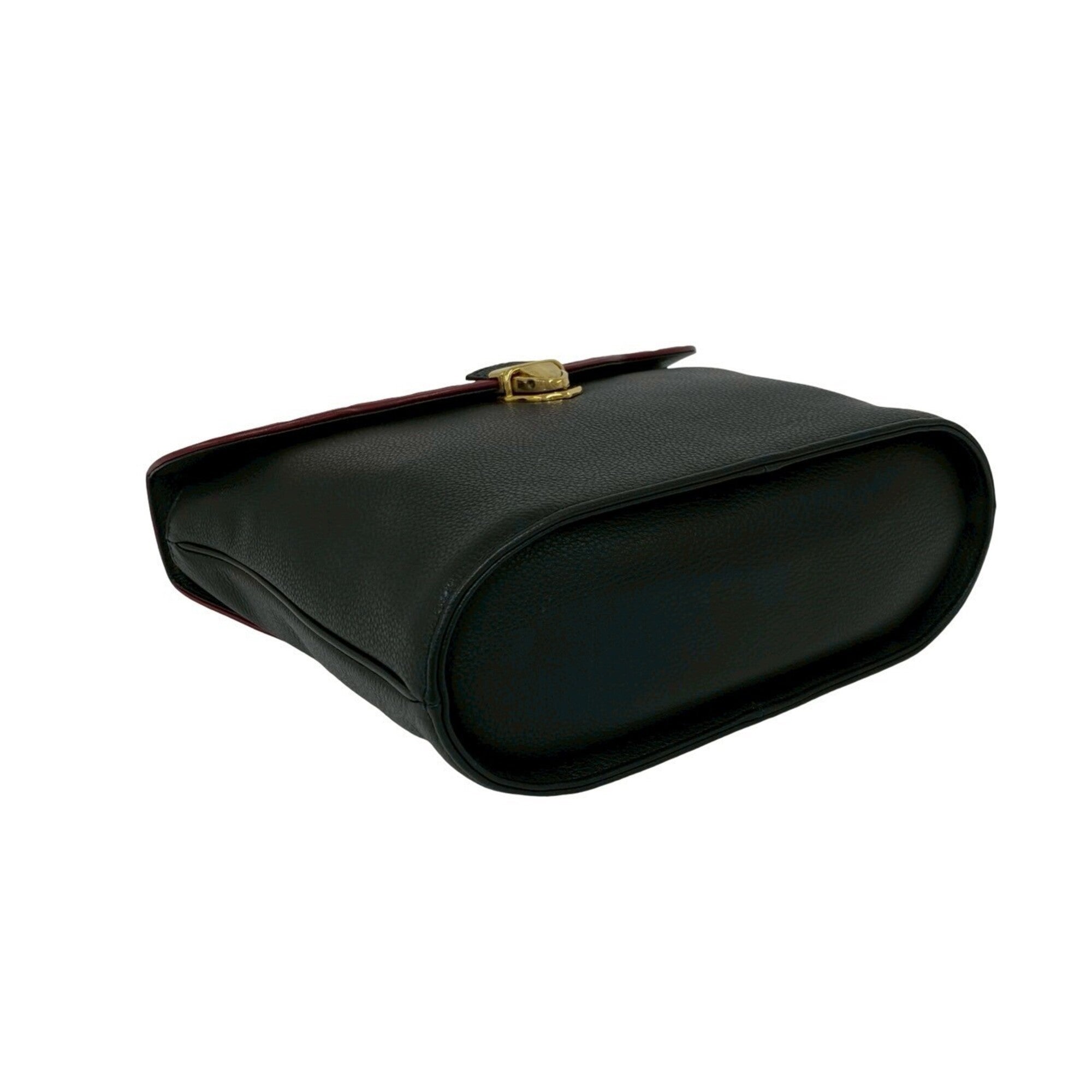 Yves Saint Laurent Black Red Color Leather Handbag Shoulder Bag (Pre-Owned)