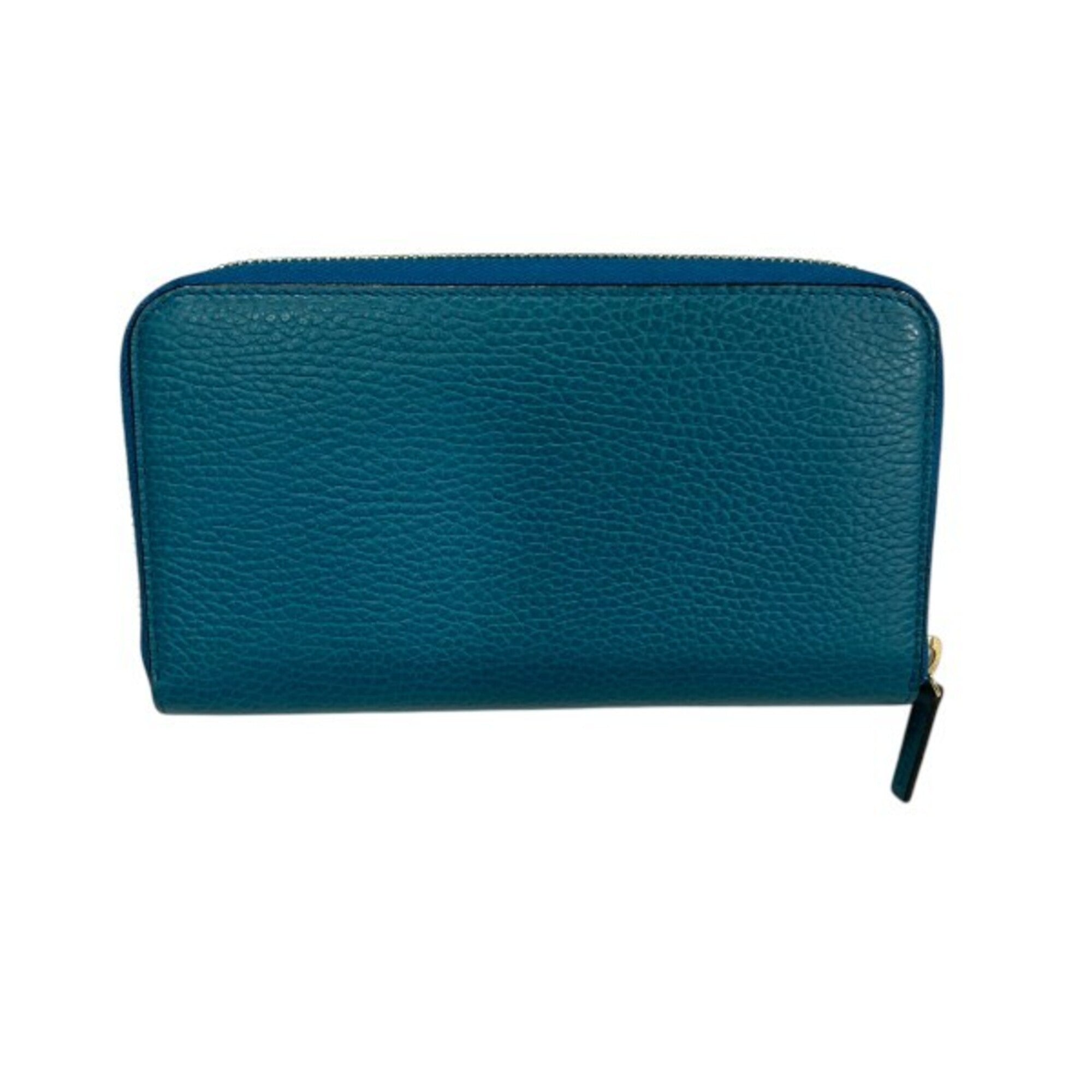 Gucci Turquoise Leather Long Wallet (Bi-Fold) (Pre-Owned)