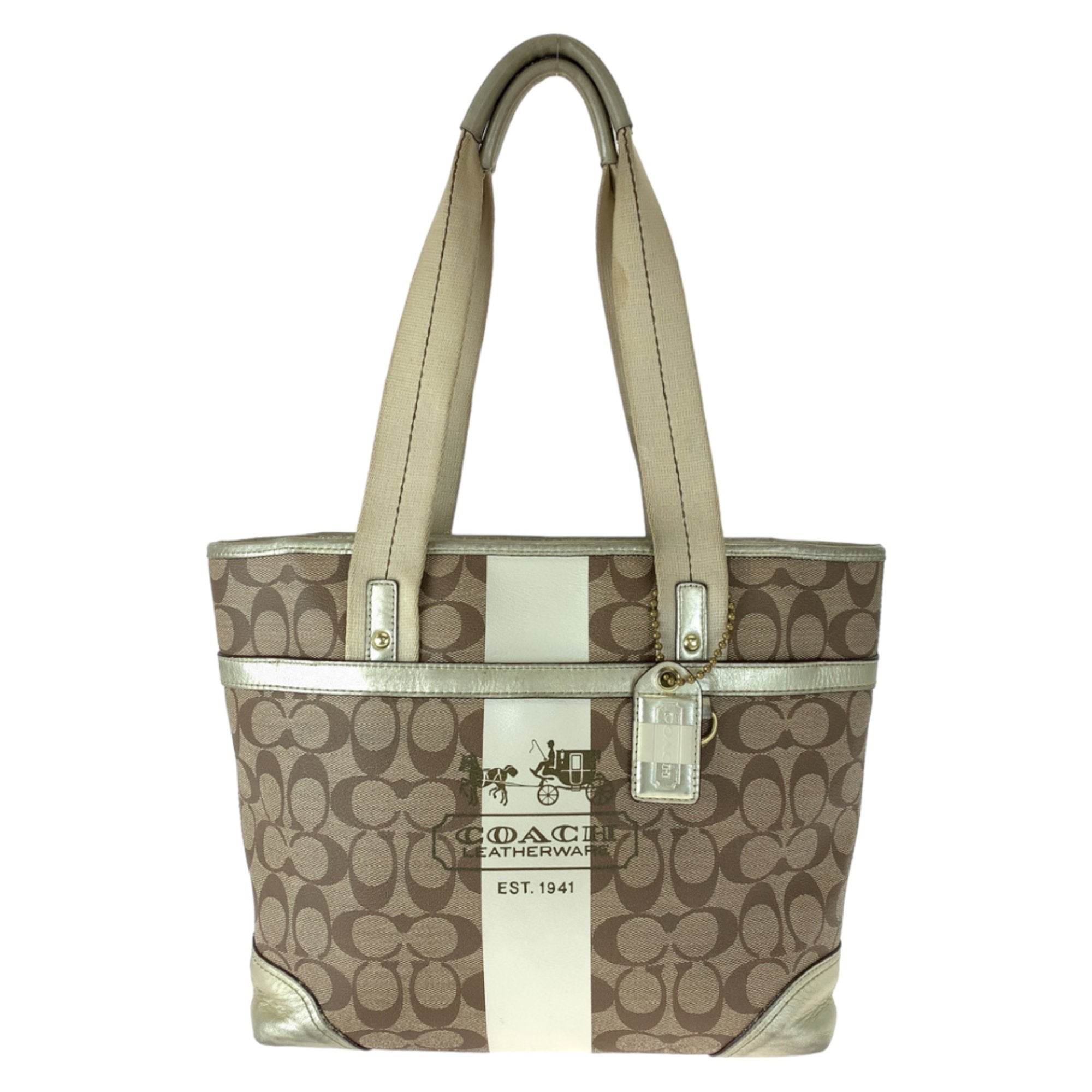 Coach Brown Pvc Shoulder Bag Tote Bag (Pre-Owned)