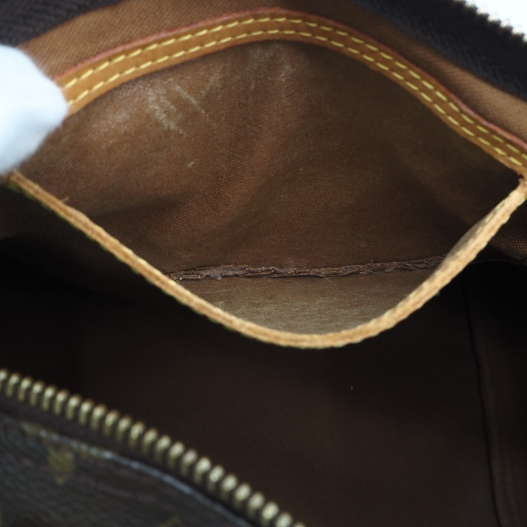 Louis Vuitton Beige Brown Coated Canvas Leather Handbag (Pre-Owned)