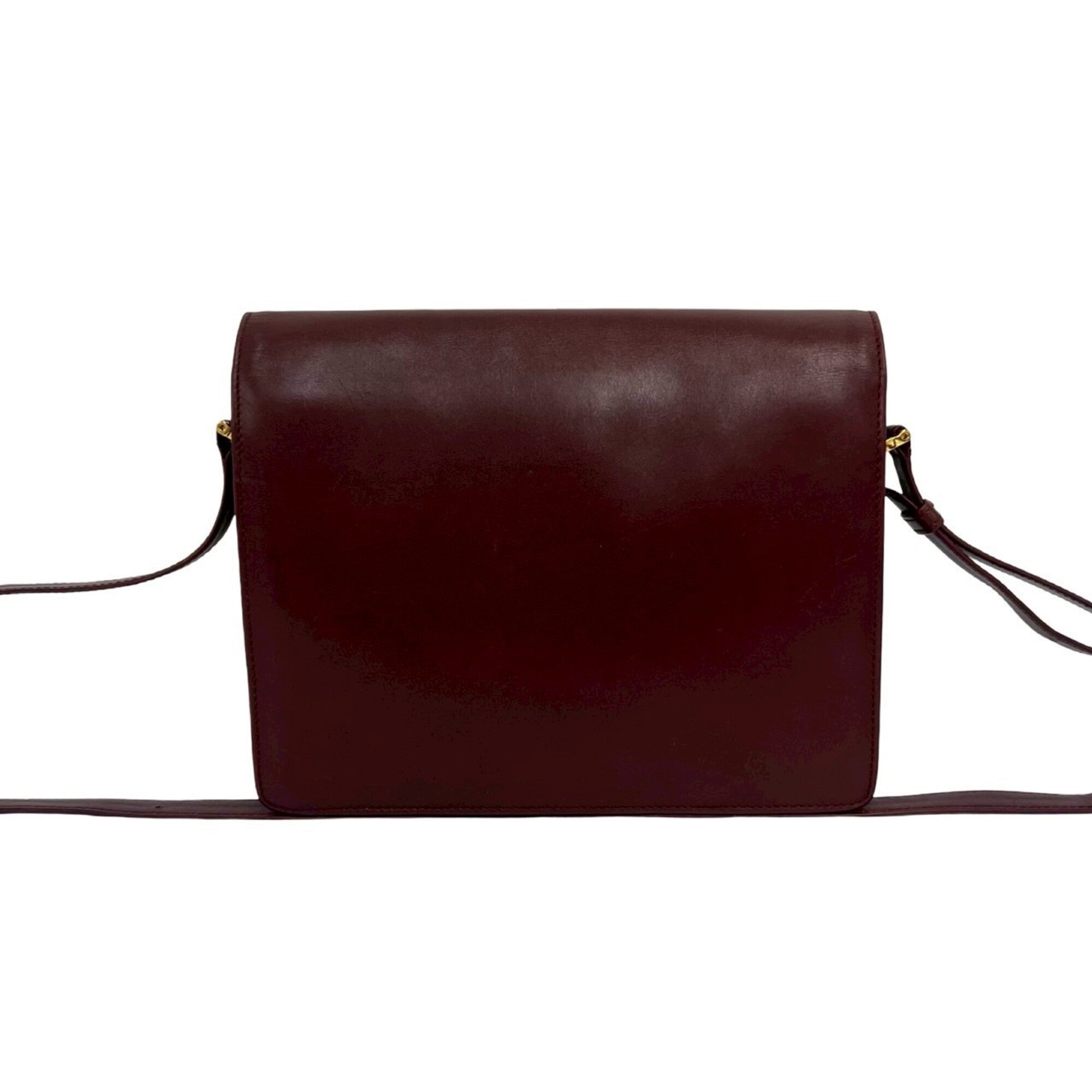 Cartier Wine Red Leather Pochette Shoulder Bag (Pre-Owned)