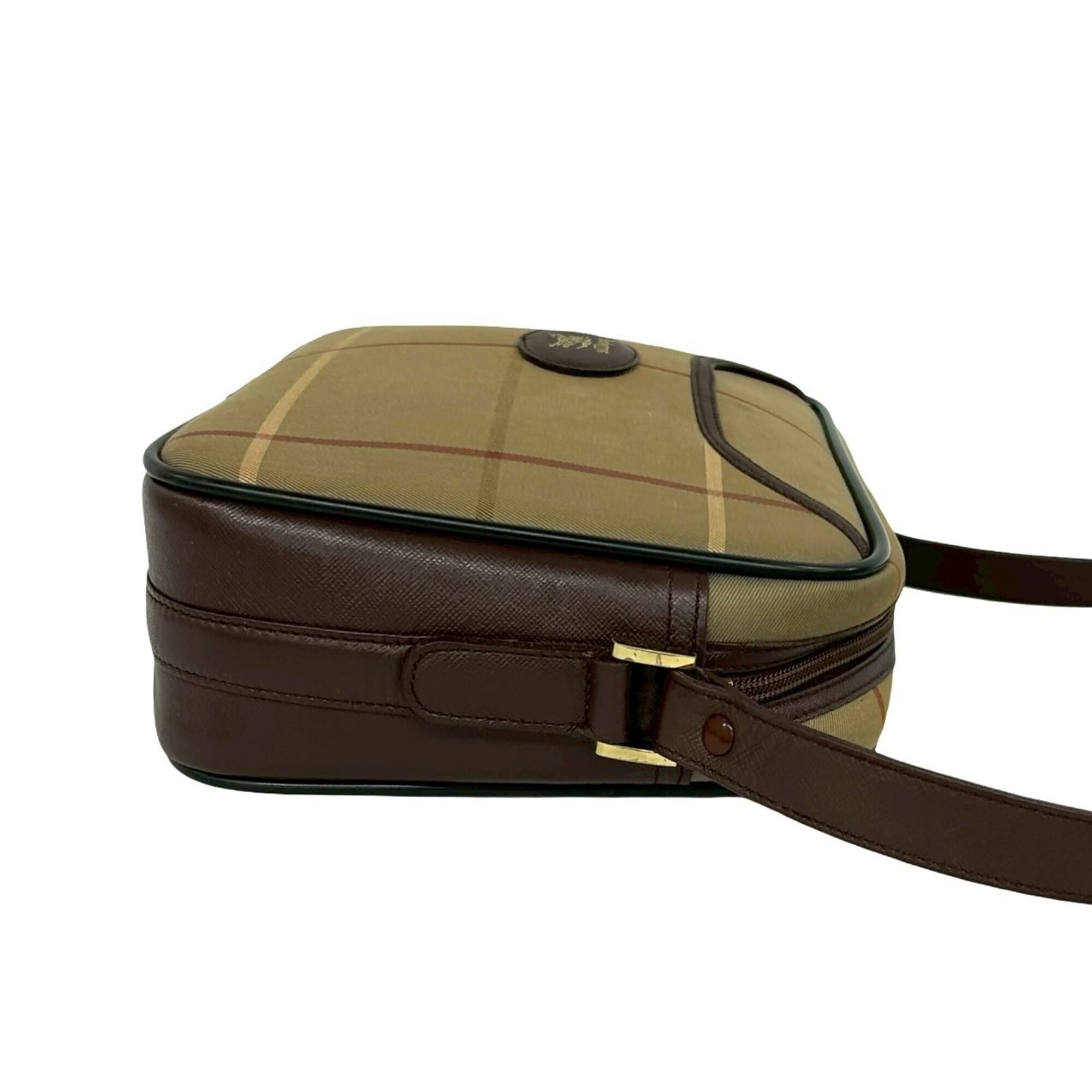 Burberry Brown Khaki Canvas Leather Pochette Shoulder Bag (Pre-Owned)