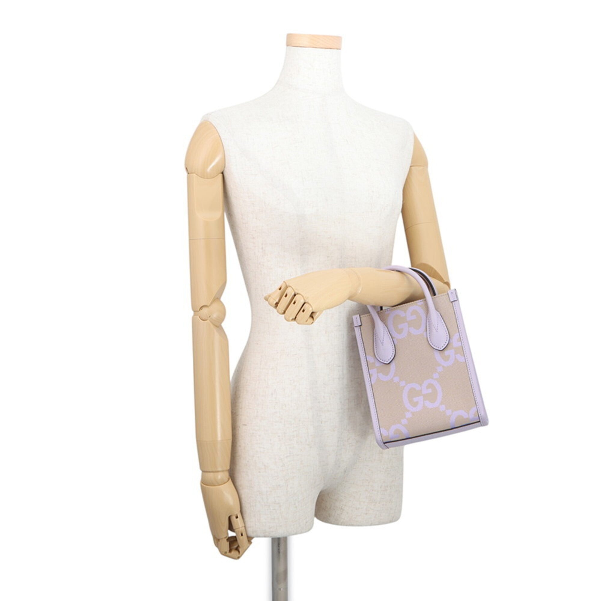 Gucci Beige Purple Gg Canvas Leather Handbag (Pre-Owned)