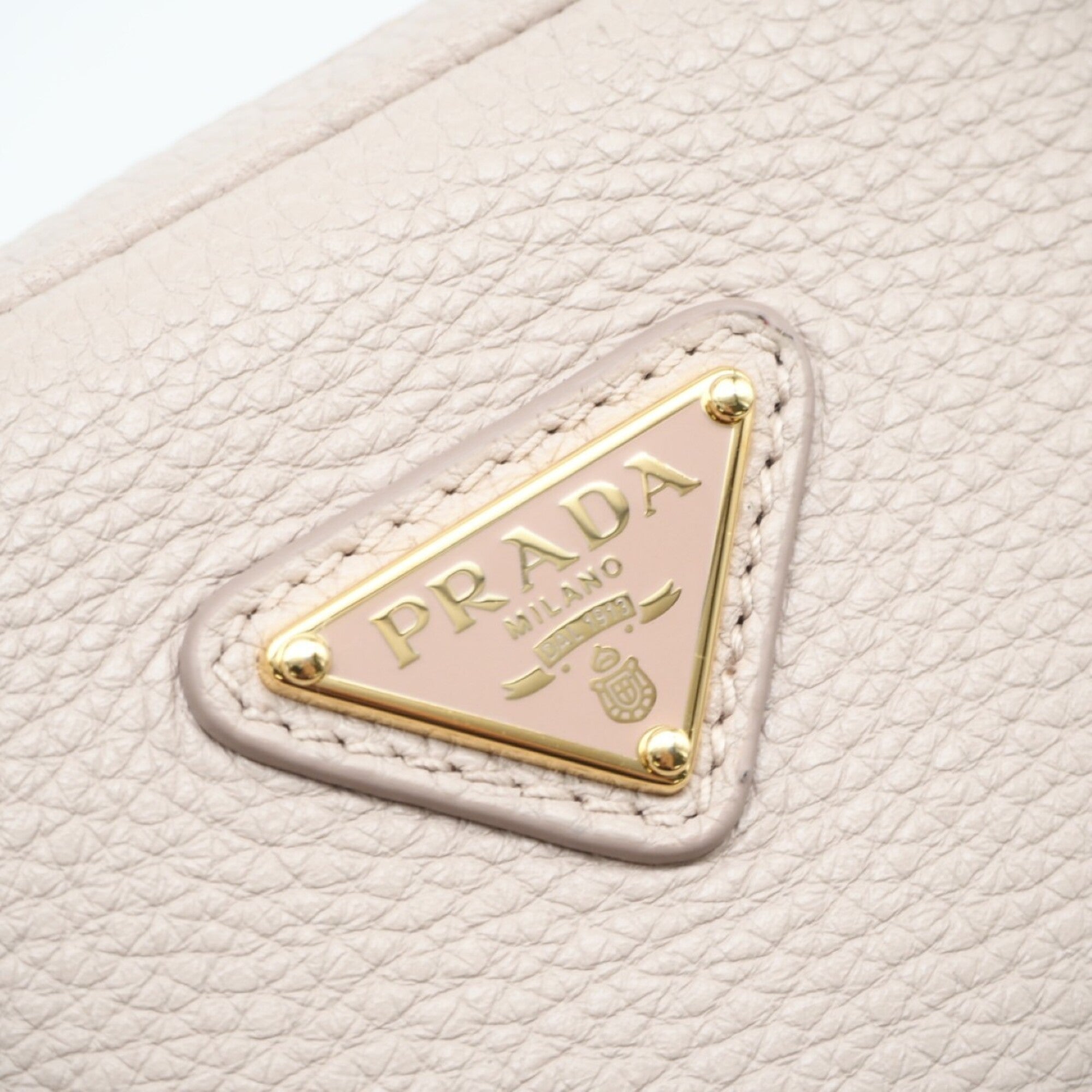 Prada Pink Beige Leather Shoulder Bag (Pre-Owned)